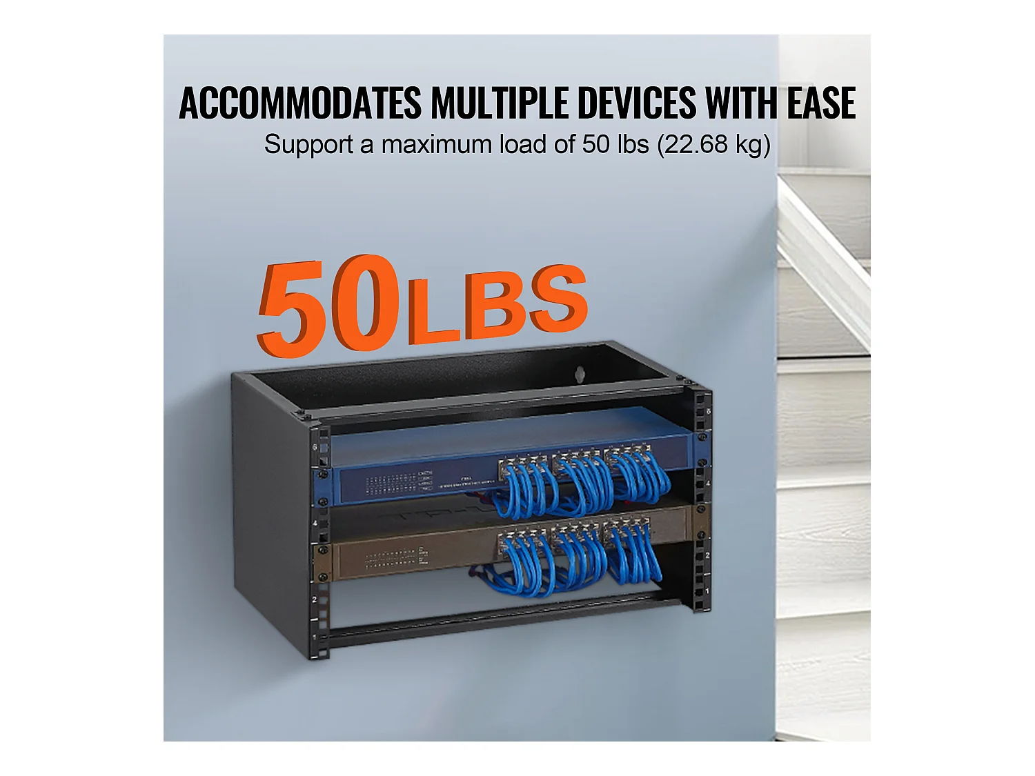 Bastidor de Red de Pared SucceBuy 6U, Profundidad 35.56cm, Capacidad de 22,68 kg, para Servidor, Equipo Informático, Conmutadores de Red, Negro