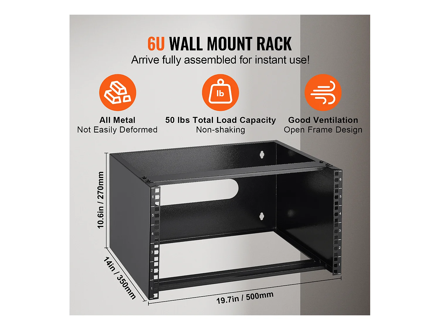 Bastidor de Red de Pared SucceBuy 6U, Profundidad 35.56cm, Capacidad de 22,68 kg, para Servidor, Equipo Informático, Conmutadores de Red, Negro