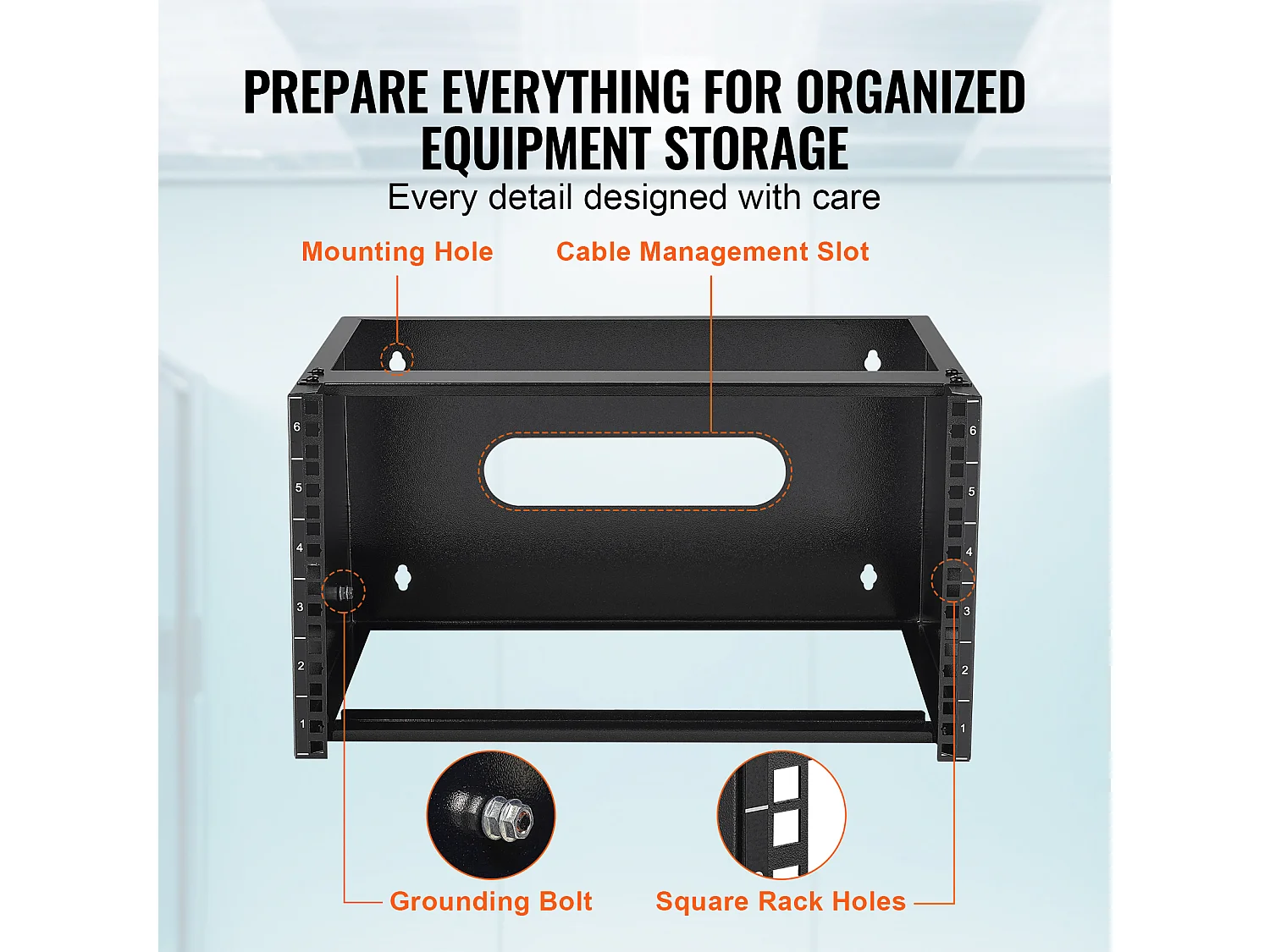 Bastidor de Red de Pared SucceBuy 6U, Profundidad 35.56cm, Capacidad de 22,68 kg, para Servidor, Equipo Informático, Conmutadores de Red, Negro