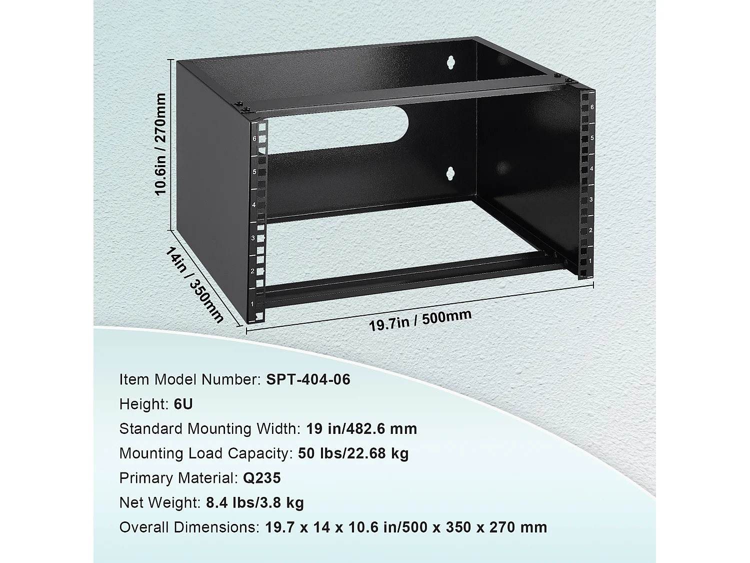 Rack de Réseau Mural SucceBuy 6U, Profondeur 35.56cm, Capacité de 22,68 kg, pour Serveur, Équipement Informatique, Commutateurs Réseau, Noir