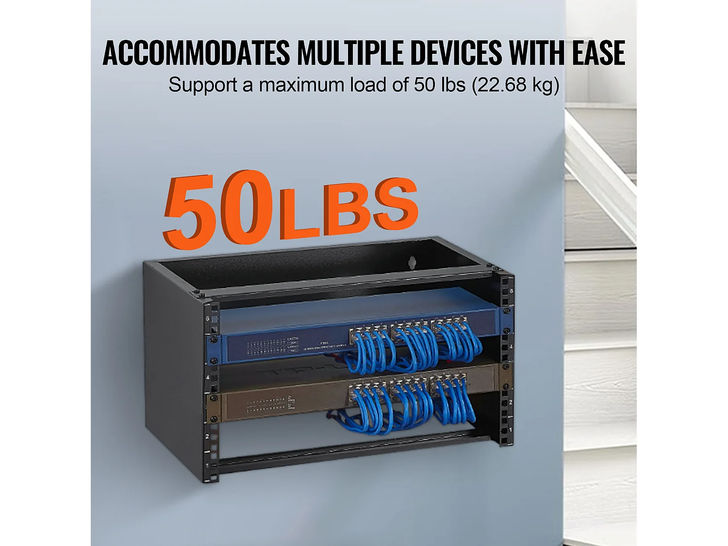 Rack de Réseau Mural SucceBuy 6U, Profondeur 35.56cm, Capacité de 22,68 kg, pour Serveur, Équipement Informatique, Commutateurs Réseau, Noir