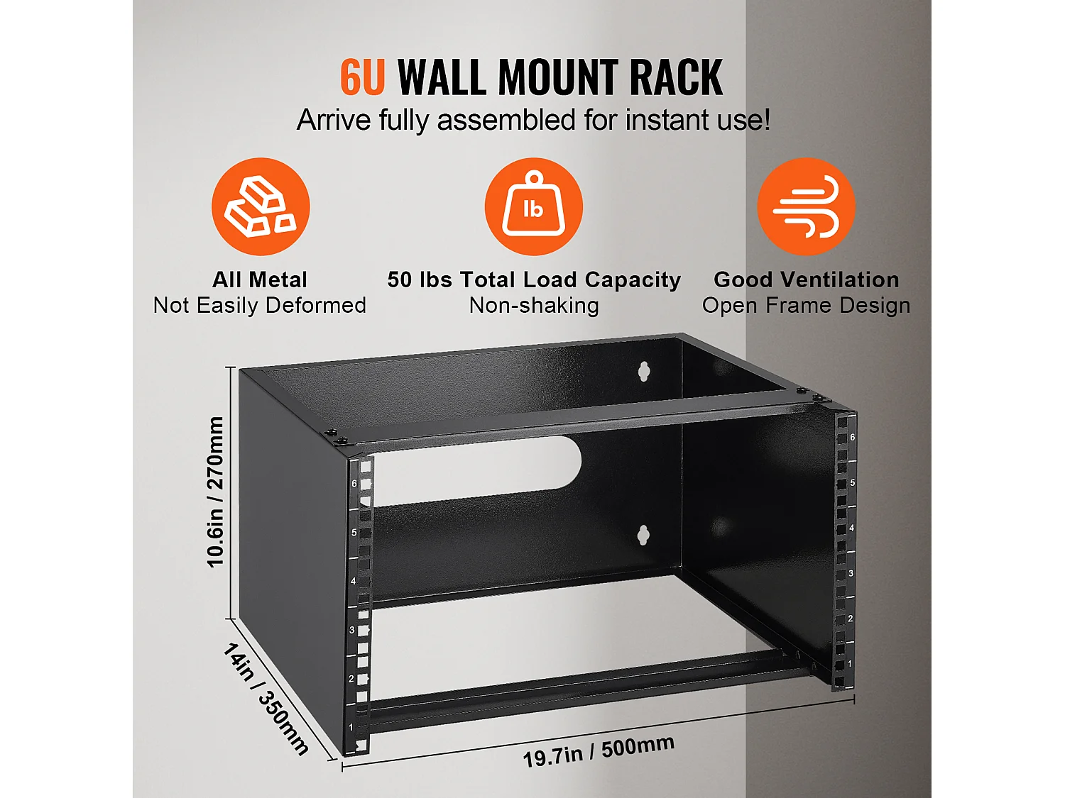 Rack de Réseau Mural SucceBuy 6U, Profondeur 35.56cm, Capacité de 22,68 kg, pour Serveur, Équipement Informatique, Commutateurs Réseau, Noir