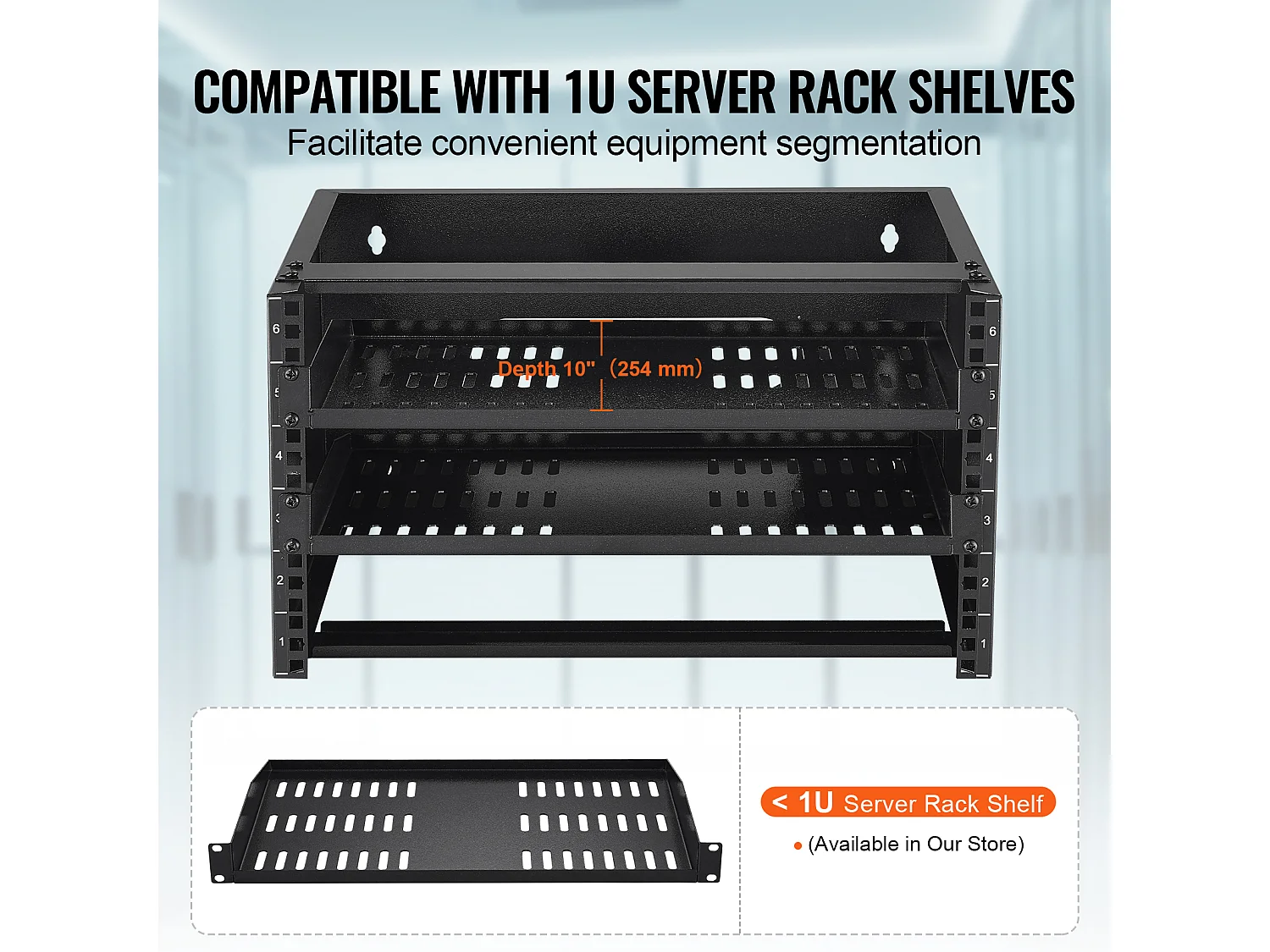 Rack de Réseau Mural SucceBuy 6U, Profondeur 35.56cm, Capacité de 22,68 kg, pour Serveur, Équipement Informatique, Commutateurs Réseau, Noir