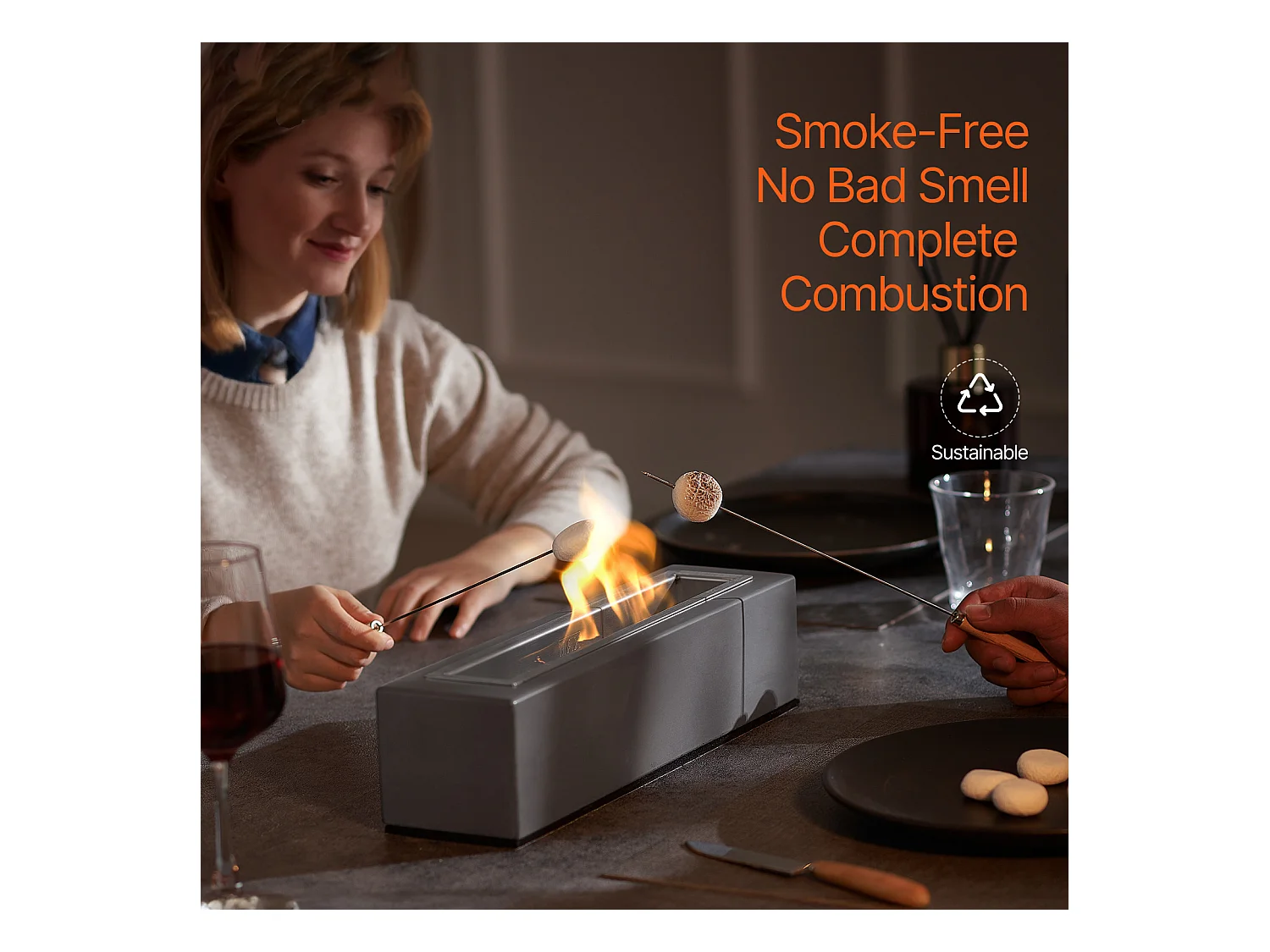 Braséro de Jardin, SucceBuy Foyer de Table en Béton 38 cm - Usage Intérieur/Extérieur pour Patio