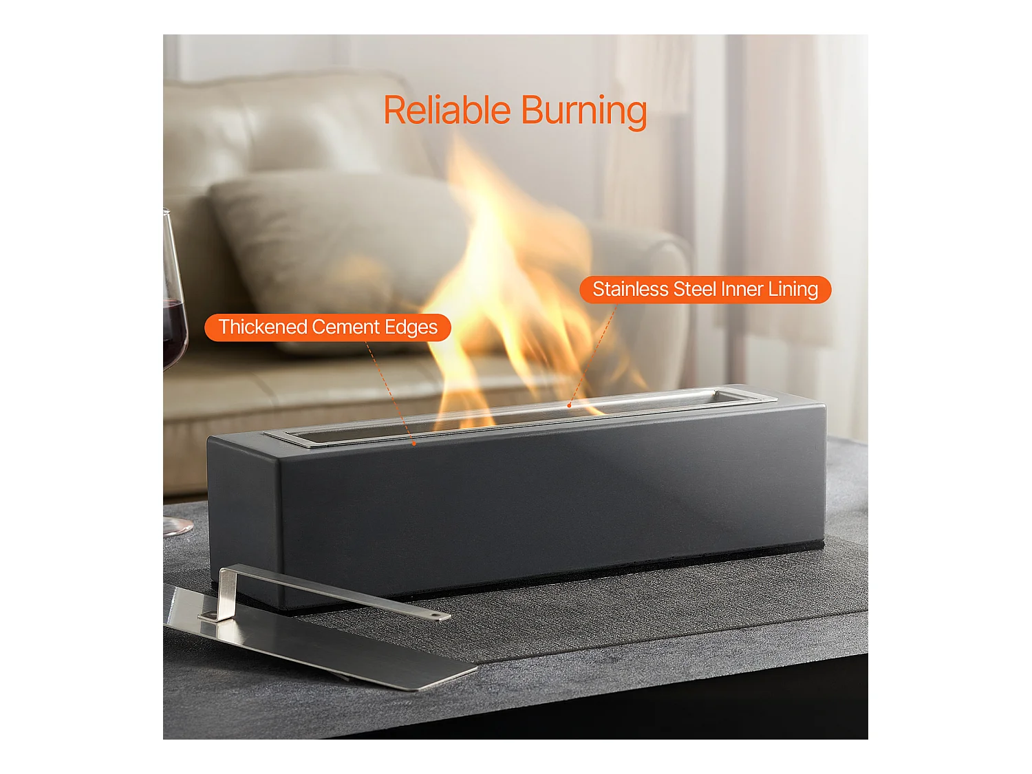 Braséro de Jardin, SucceBuy Foyer de Table en Béton 38 cm - Usage Intérieur/Extérieur pour Patio