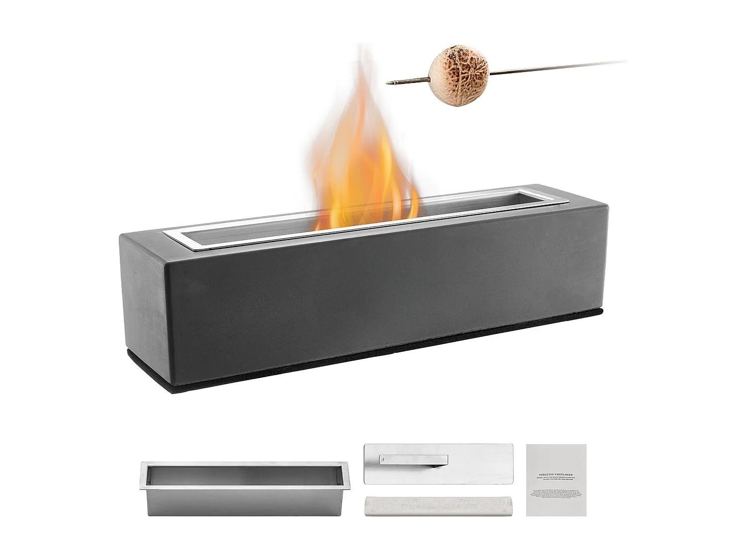 Gartenfeuerstelle, SucceBuy Tischfeuerstelle aus Beton 38 cm - Innen-/Außenbereich für Terrasse