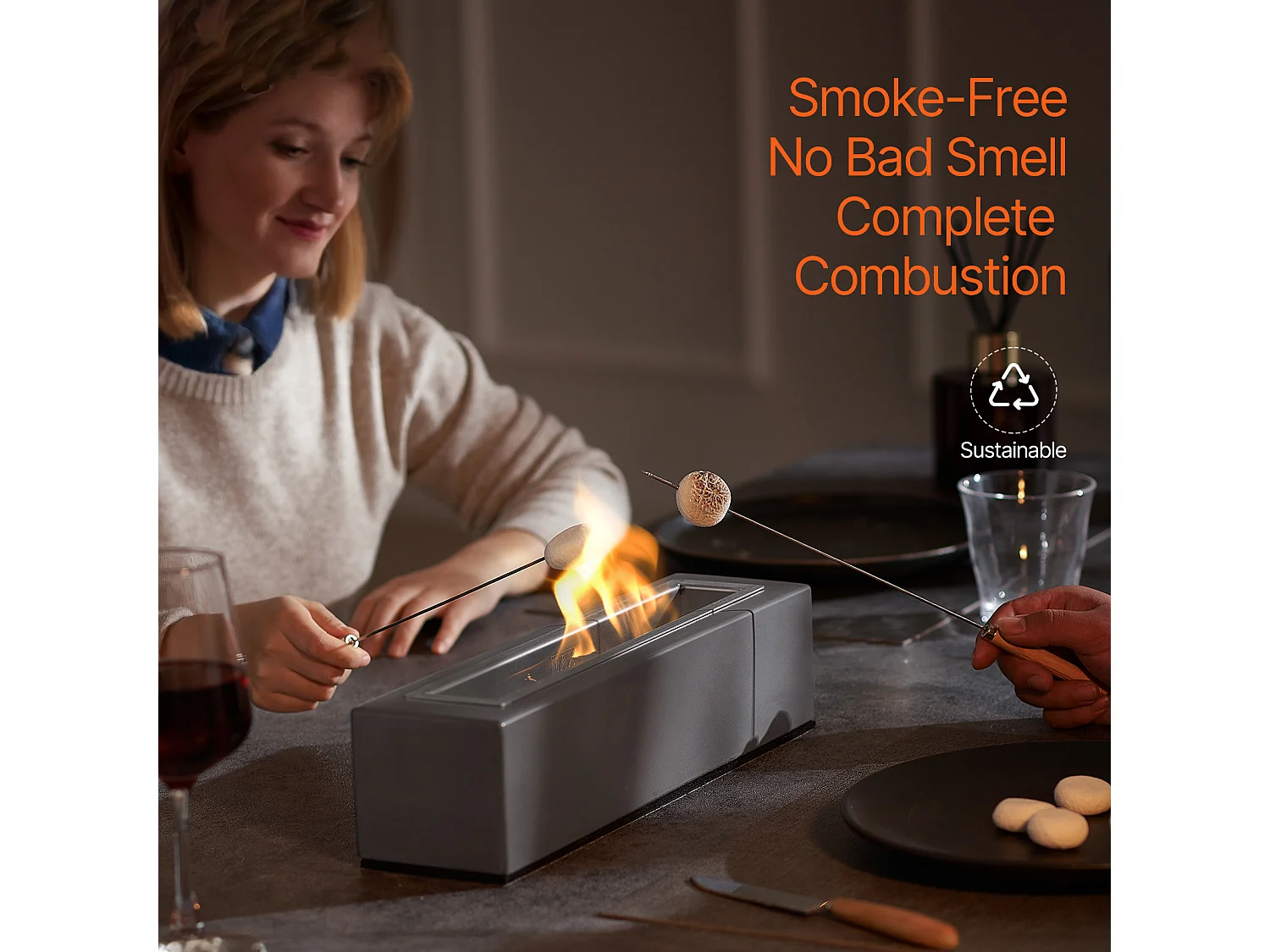 Gartenfeuerstelle, SucceBuy Tischfeuerstelle aus Beton 38 cm - Innen-/Außenbereich für Terrasse