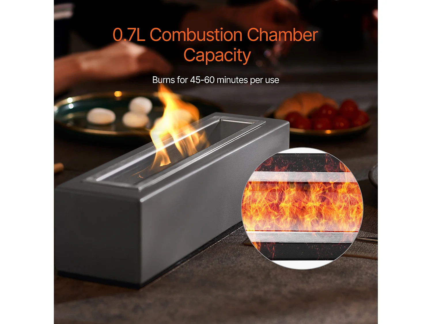 Gartenfeuerstelle, SucceBuy Tischfeuerstelle aus Beton 38 cm - Innen-/Außenbereich für Terrasse