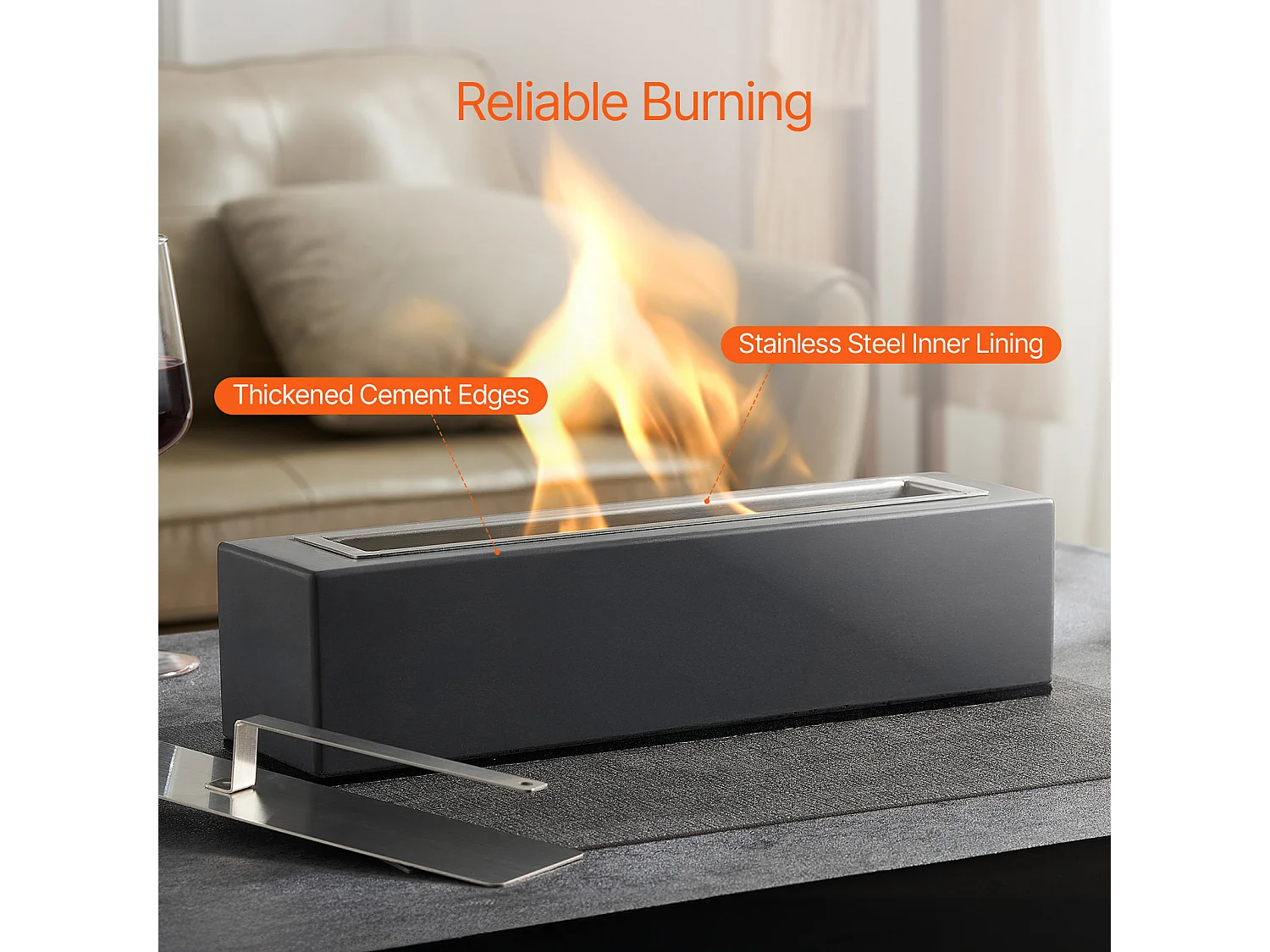 Gartenfeuerstelle, SucceBuy Tischfeuerstelle aus Beton 38 cm - Innen-/Außenbereich für Terrasse