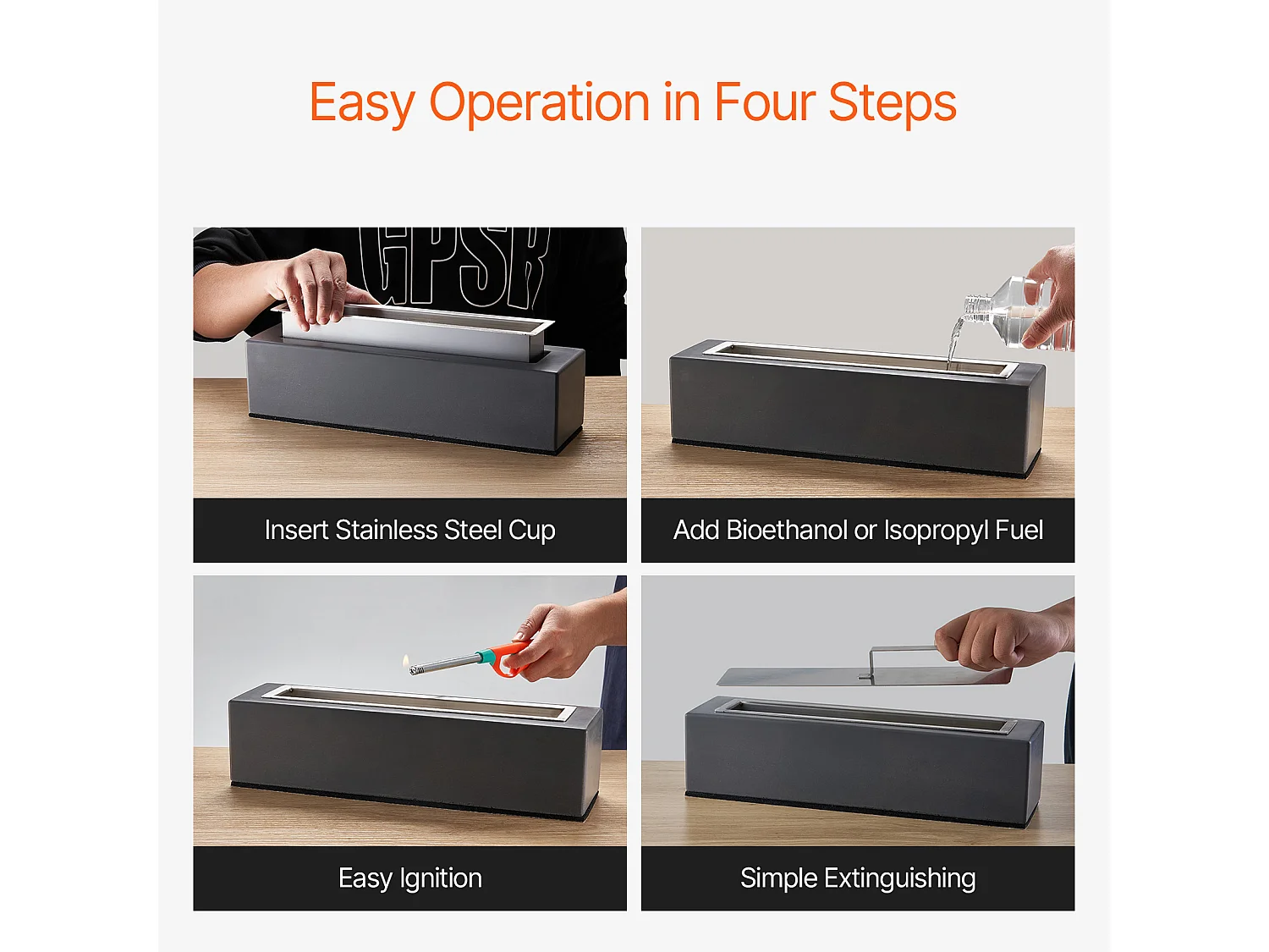 Gartenfeuerstelle, SucceBuy Tischfeuerstelle aus Beton 38 cm - Innen-/Außenbereich für Terrasse