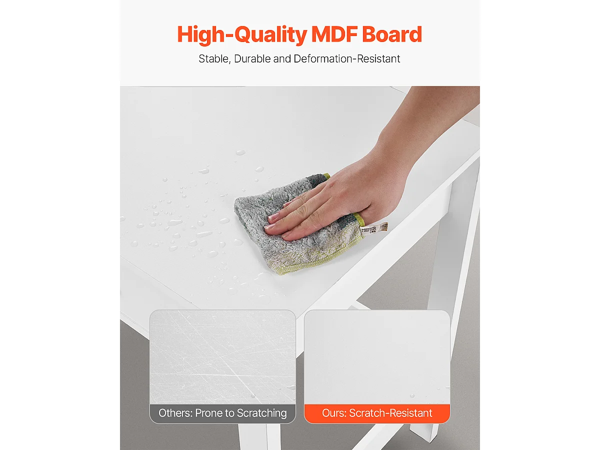 Tavolo da Ufficio Piccolo SucceBuy Scrivania Compatta con Cassetti per Cameretta, Tavolo da Studio Minimalista, Bianca