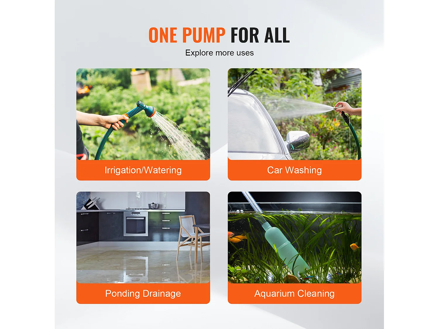 Pompe de Transfert d'Eau SucceBuy Pompe de Transfert d'Eau Portable 12 V, 1.36 m³/H, 75 W avec Tuyau