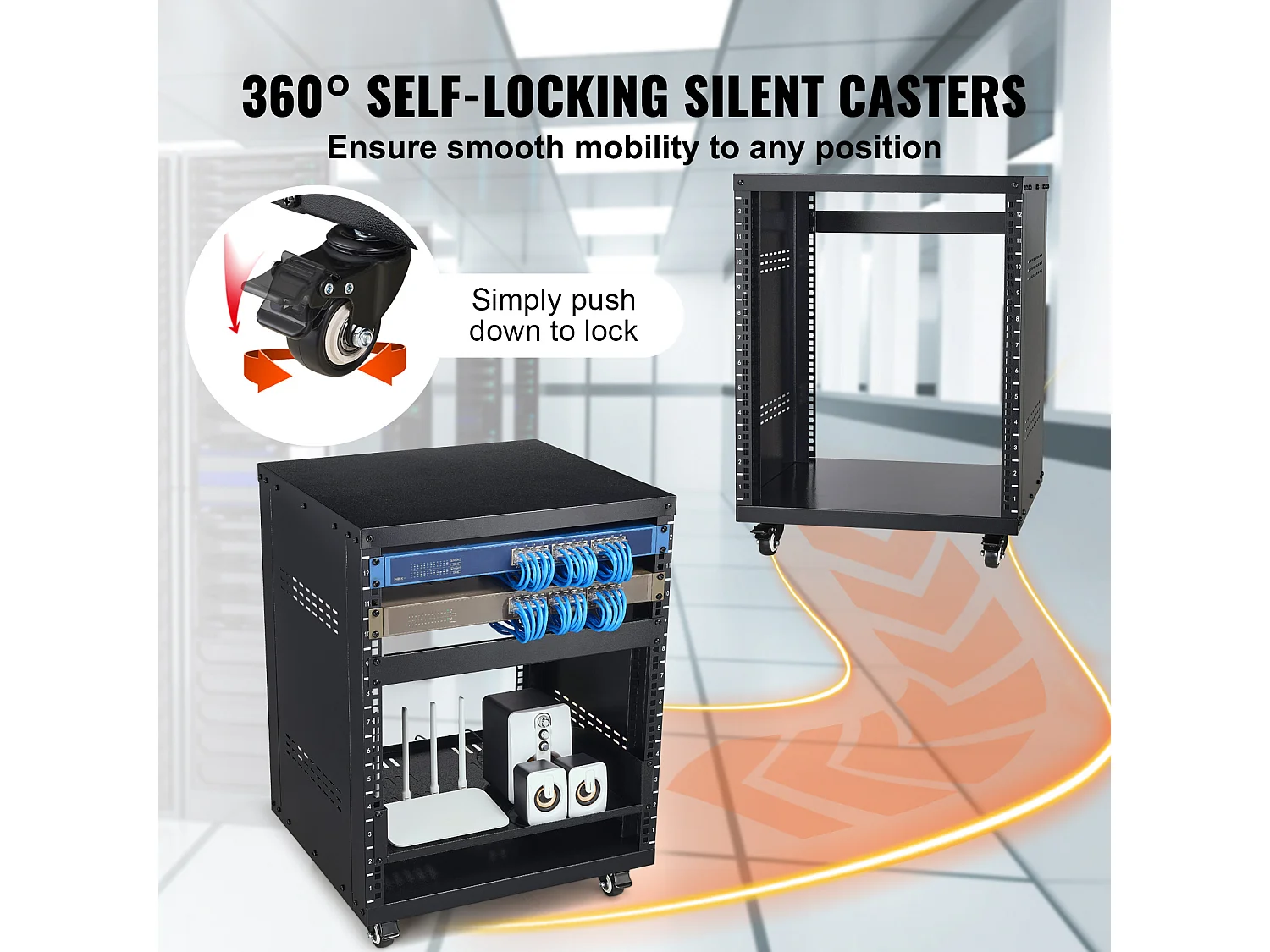 Szafa Serwerowa SucceBuy 12U Stojak AV 227kg Nośność Sieć Stereo Studio Nagrań Szafa