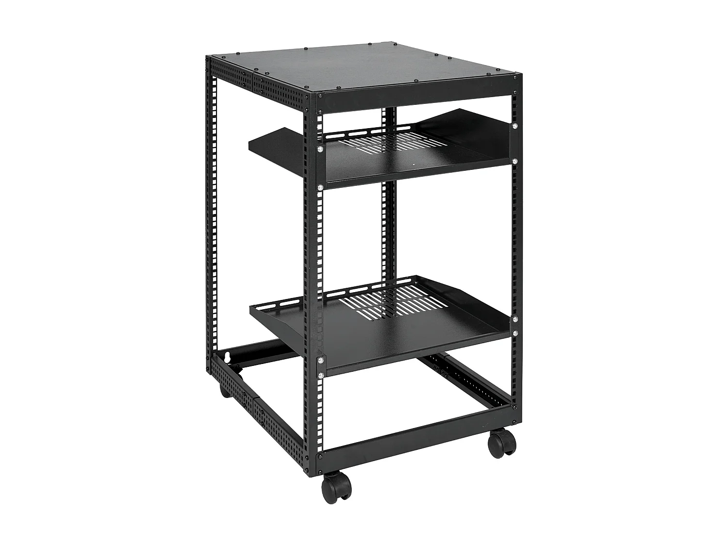 Rack de Serveur SucceBuy 15U 4 - Rack Serveur à Montants, 58cm - 102cm Réglable, Boîtier Réseau