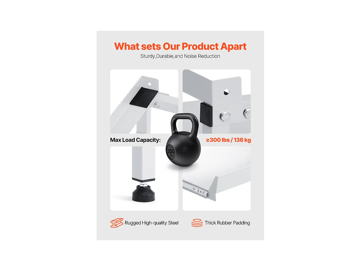 Socle Machine à Laver SucceBuy Support de Machine à Laver 123 x 63,5 cm, 268 kg Double Plateau