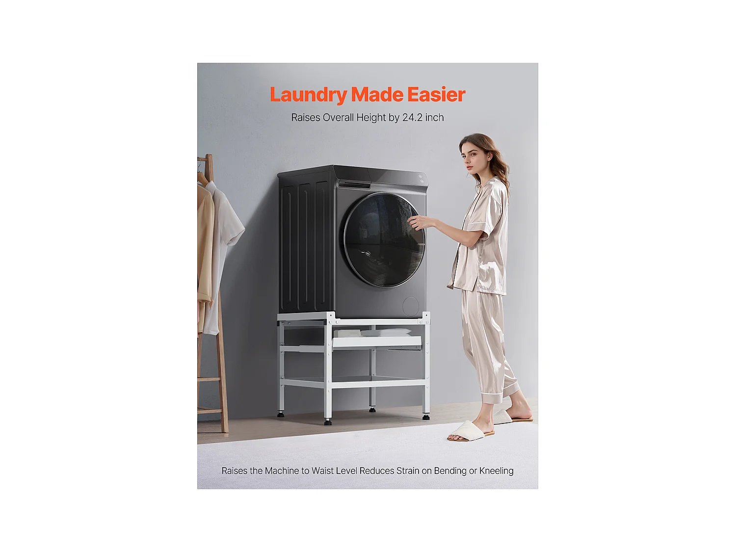Socle Machine à Laver SucceBuy Support de Machine à Laver 123 x 63,5 cm, 268 kg Double Plateau