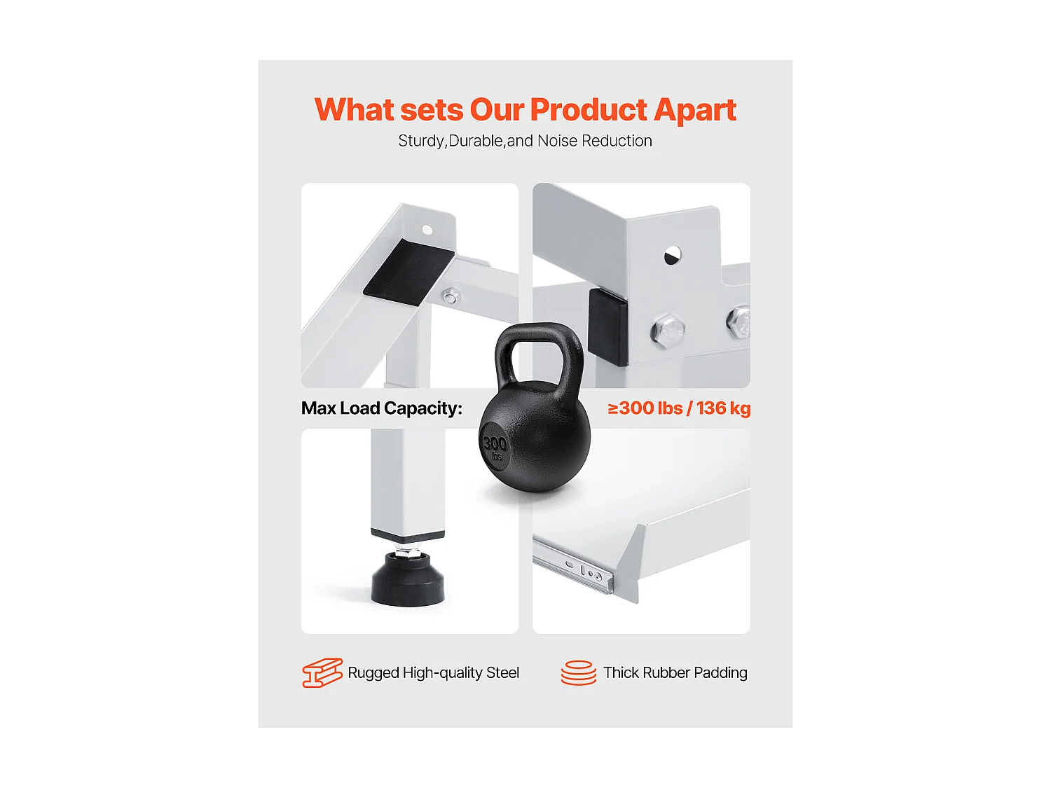 Socle Machine à Laver SucceBuy Support de Machine à Laver 123 x 63,5 cm, 268 kg Double Plateau