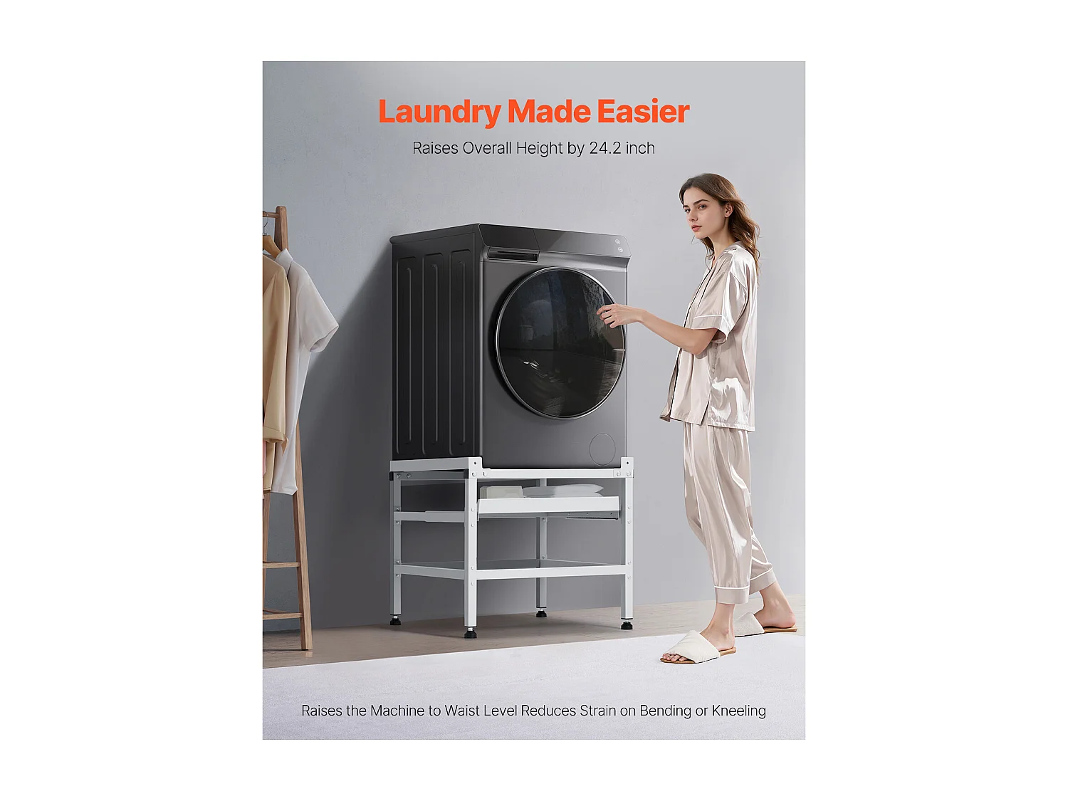 Socle Machine à Laver SucceBuy Support de Machine à Laver 123 x 63,5 cm, 268 kg Double Plateau