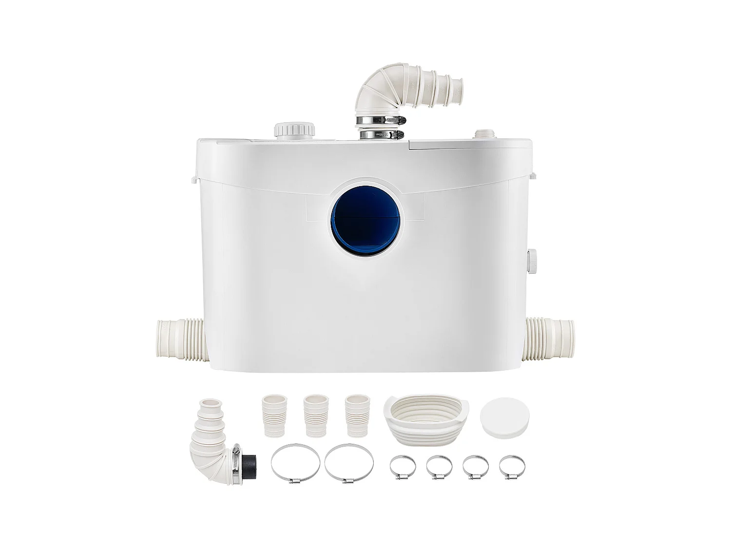 Maceratiepomp SucceBuy 900W Maceratiepomp met 4 Inlaten, Debiet 180 L/min, tot 12 m Opvoerhoogte, Ideaal voor het Verwijderen van Afvalwater uit Toiletten