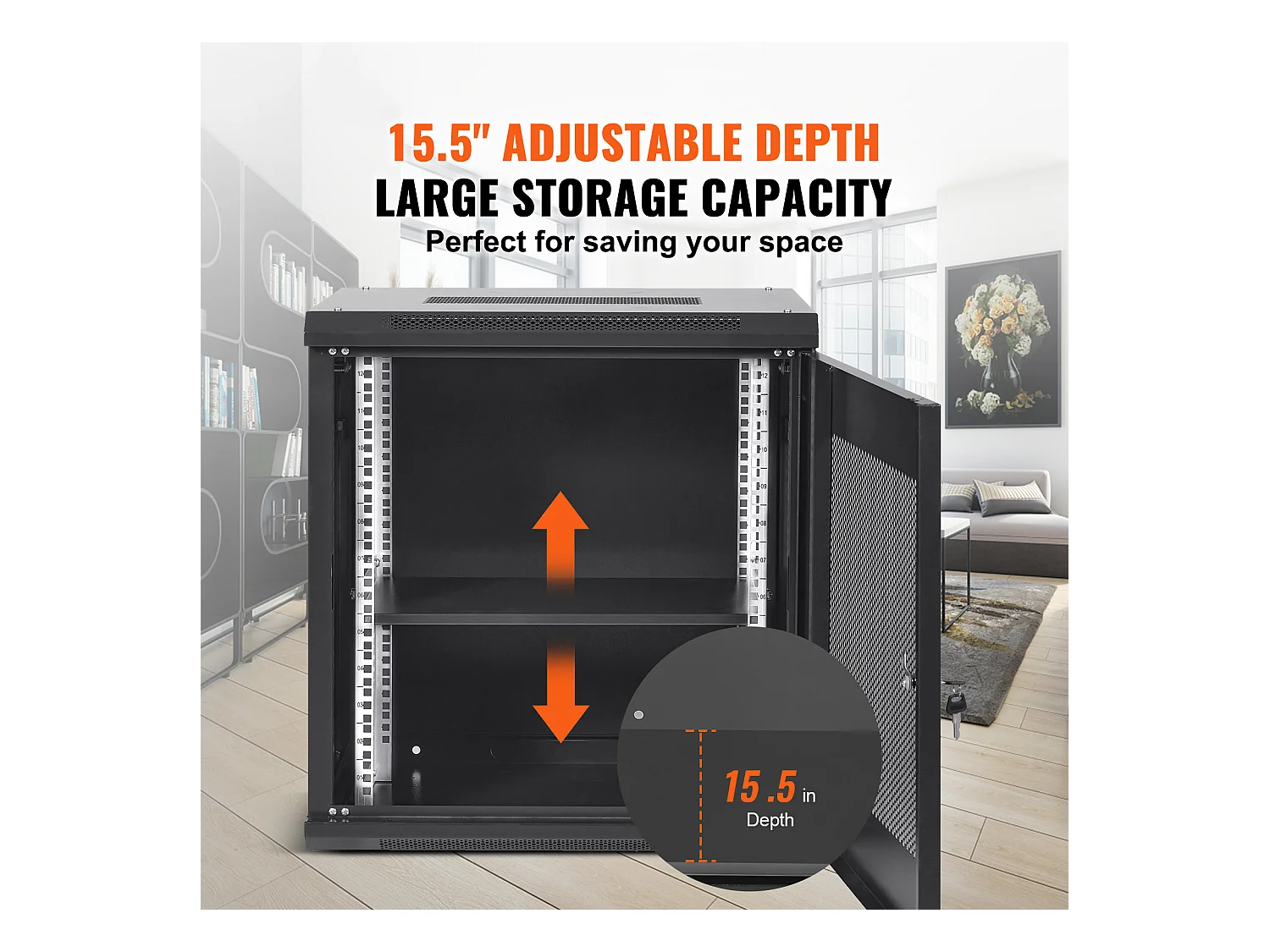 Rack de Serveur SucceBuy 12U Boîtier d'Armoire Réseau à Montage Mural 39cm de Profondeur avec Porte Verrouillable