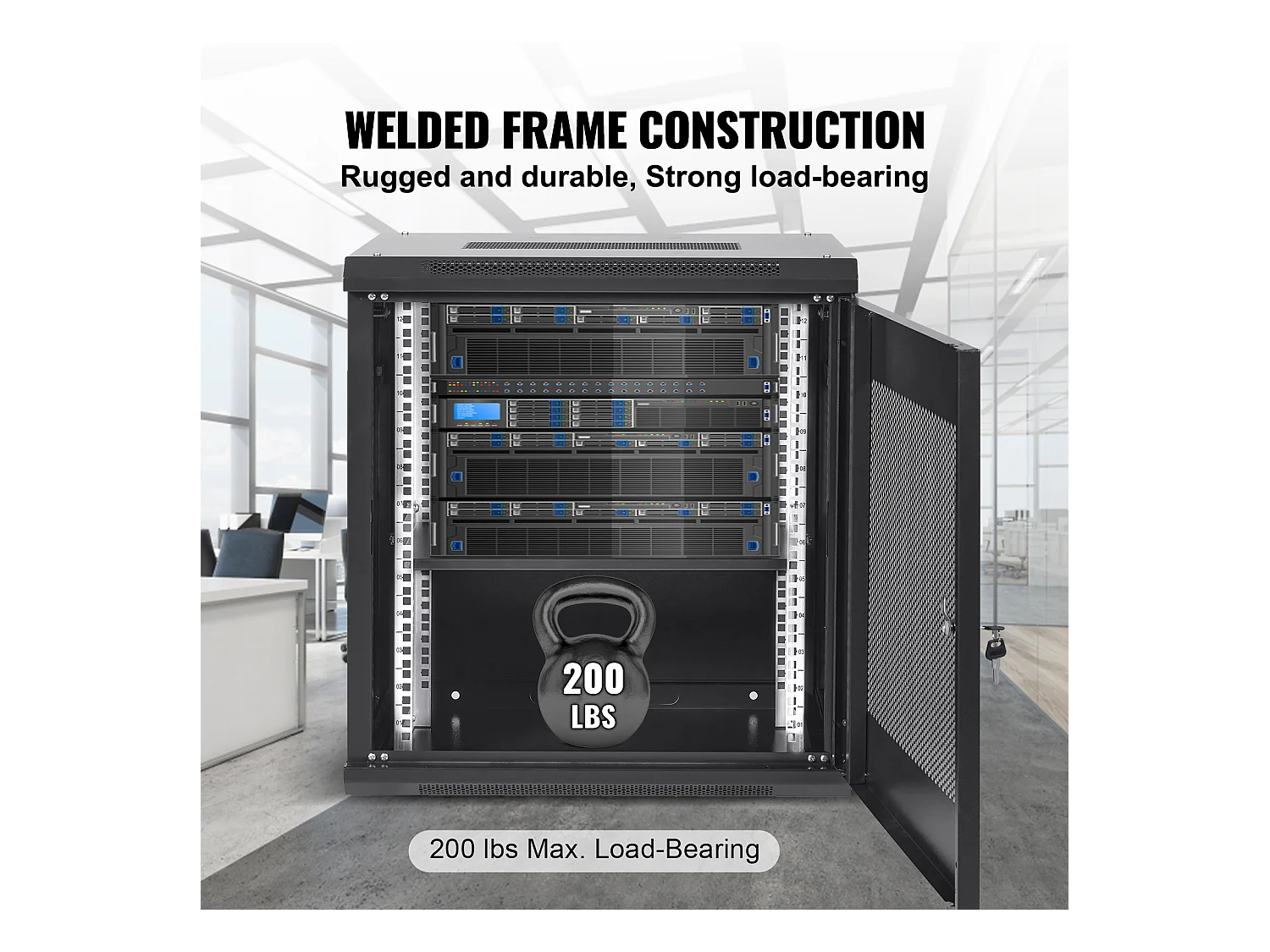 Rack de Serveur SucceBuy 12U Boîtier d'Armoire Réseau à Montage Mural 39cm de Profondeur avec Porte Verrouillable