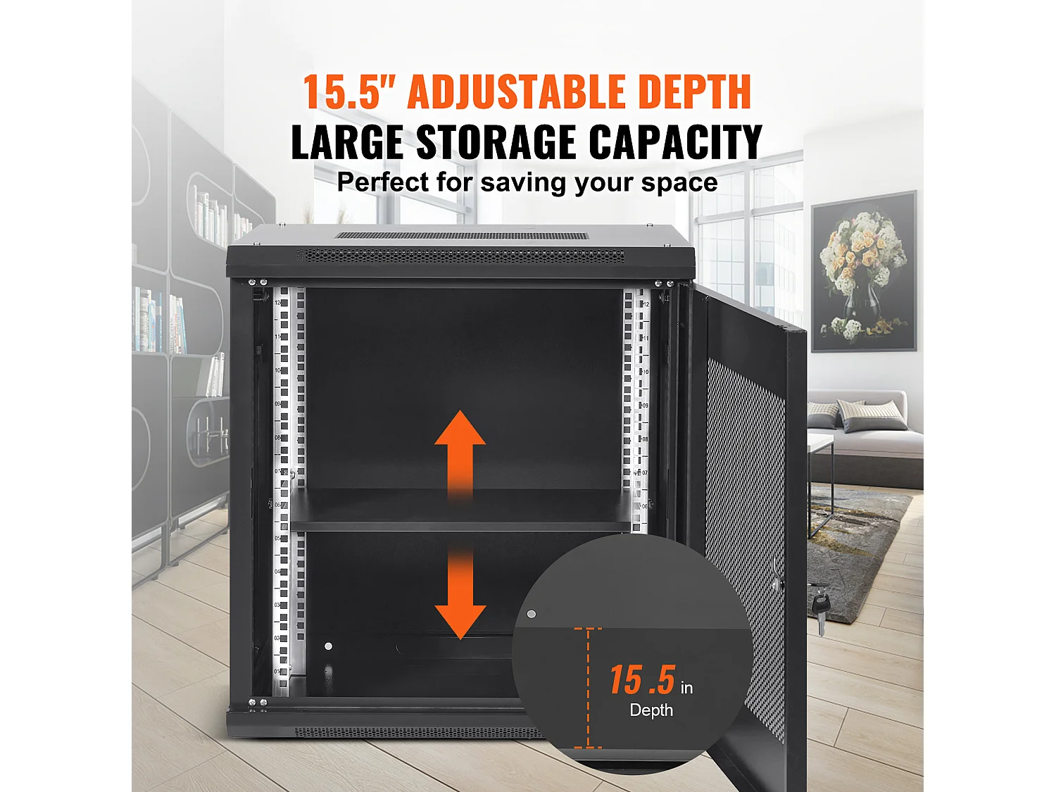 Rack de Serveur SucceBuy 12U Boîtier d'Armoire Réseau à Montage Mural 39cm de Profondeur avec Porte Verrouillable