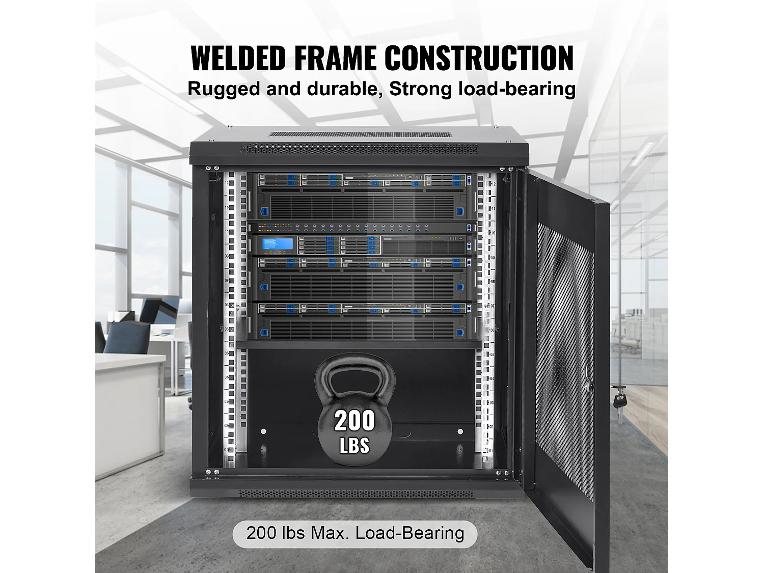 Rack de Serveur SucceBuy 12U Boîtier d'Armoire Réseau à Montage Mural 39cm de Profondeur avec Porte Verrouillable