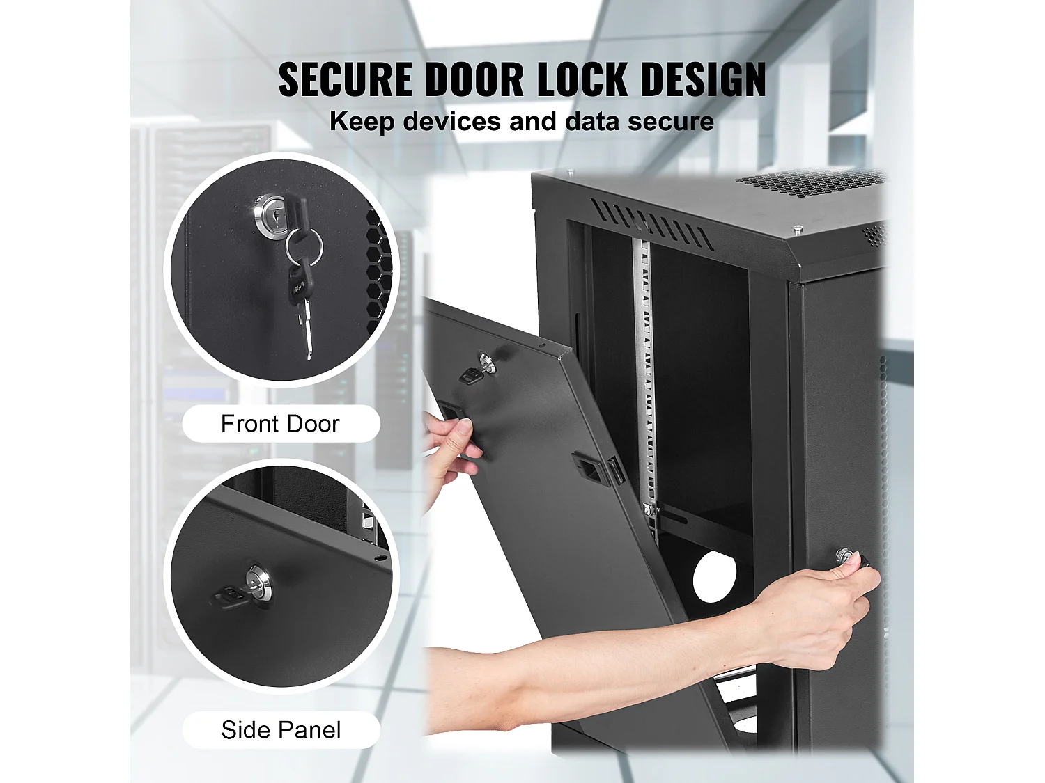 Rack de Serveur SucceBuy 12U Boîtier d'Armoire Réseau à Montage Mural 39cm de Profondeur avec Porte Verrouillable