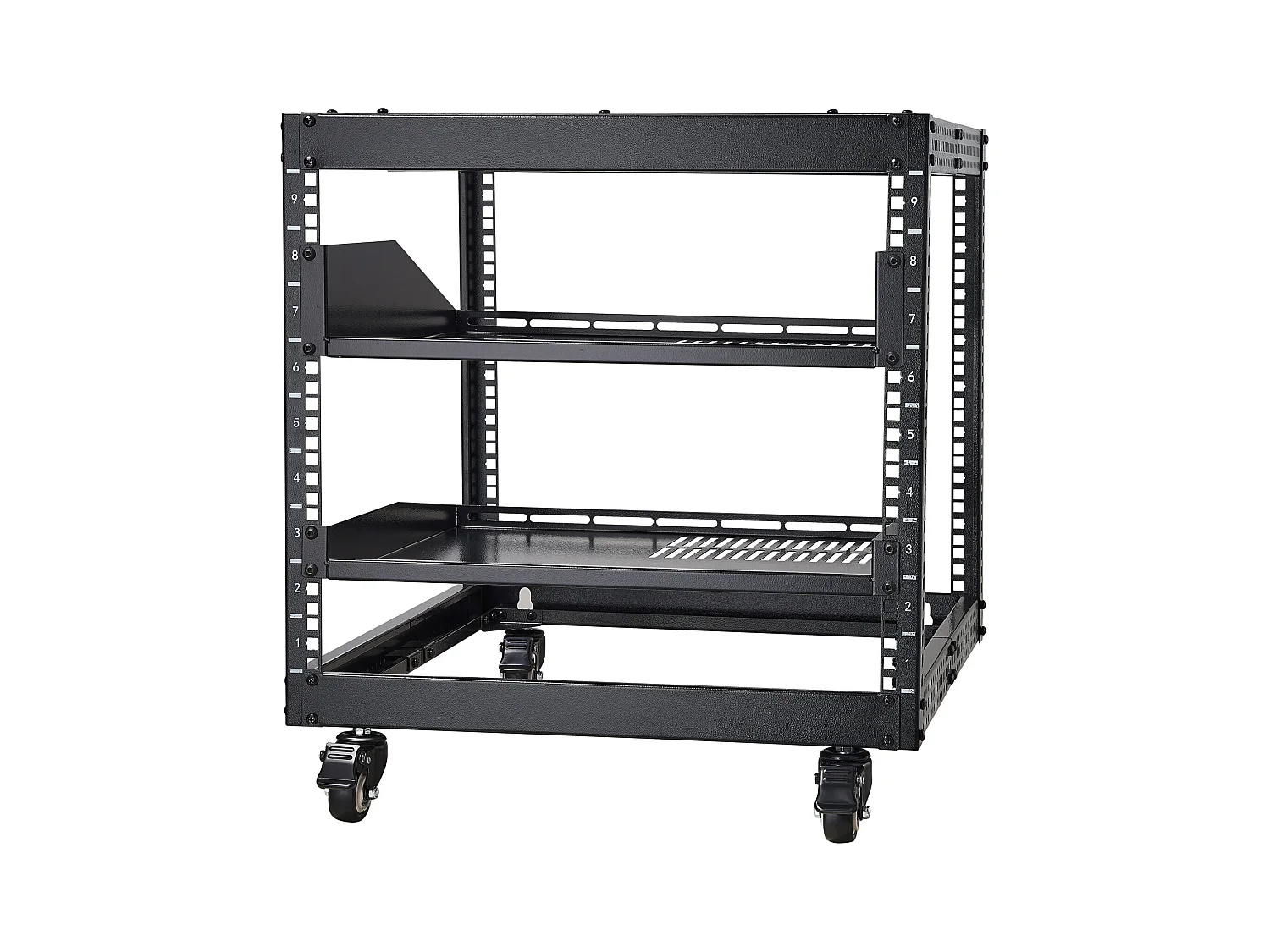 Rack de Serveur SucceBuy 9U Boîtier Réseau à Cadre Ouvert à 4 Montants 58cm-102cm Réglable