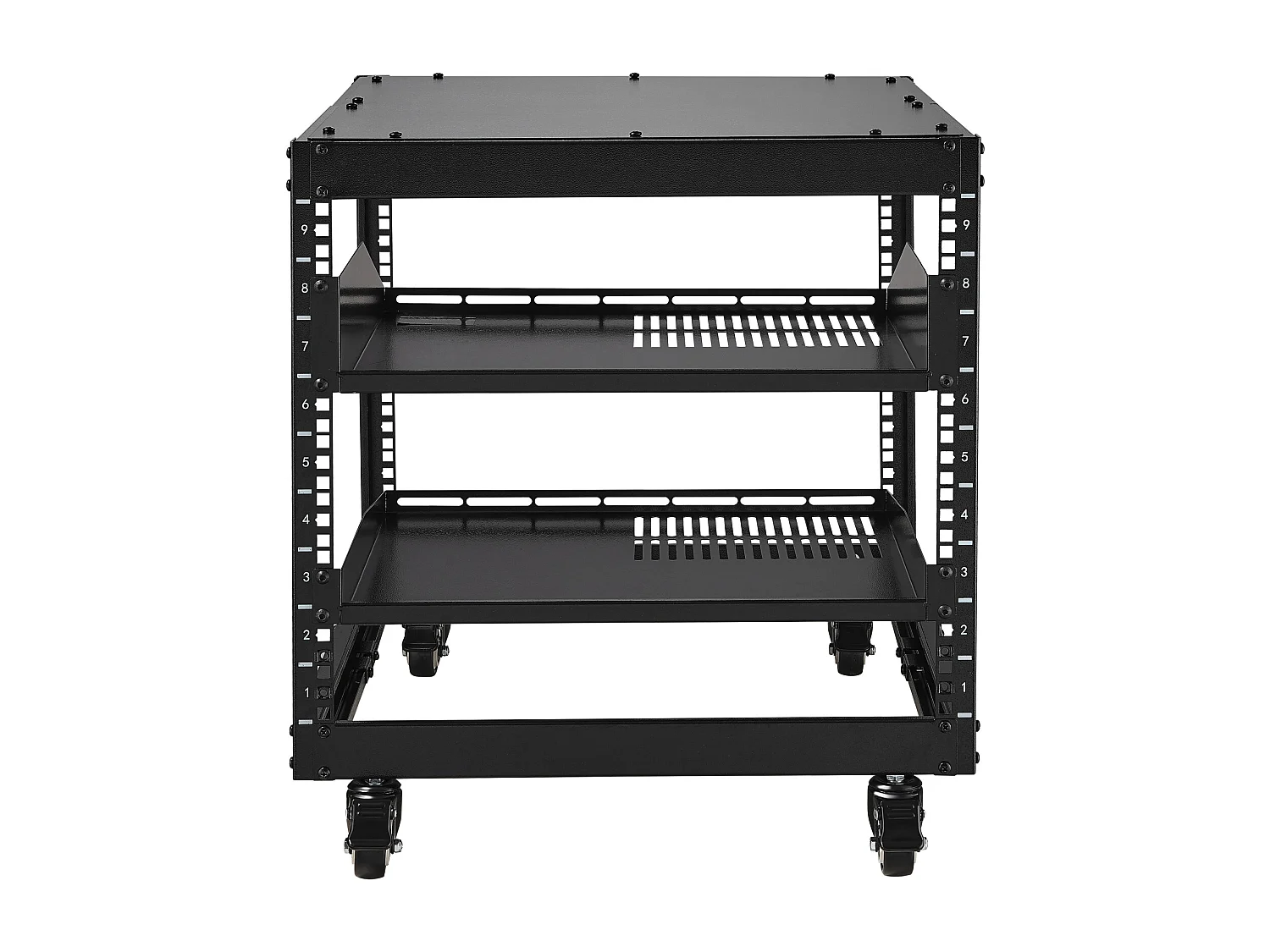 Rack de Serveur SucceBuy 9U Boîtier Réseau à Cadre Ouvert à 4 Montants 58cm-102cm Réglable