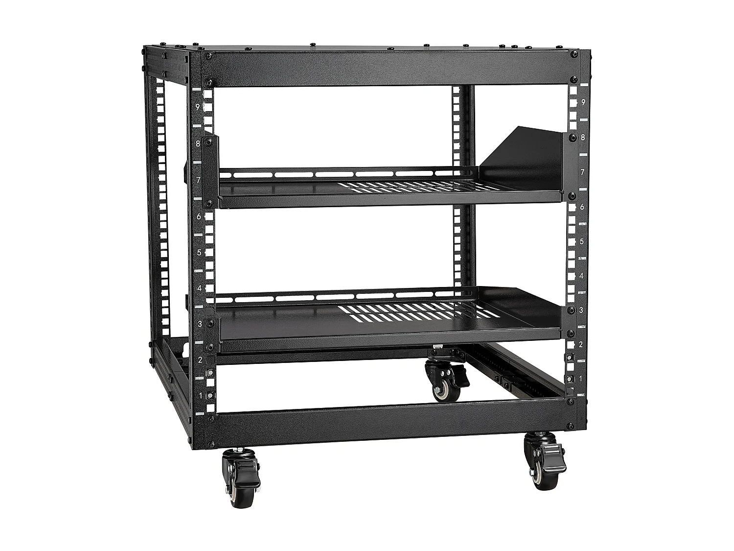 Rack de Serveur SucceBuy 9U Boîtier Réseau à Cadre Ouvert à 4 Montants 58cm-102cm Réglable