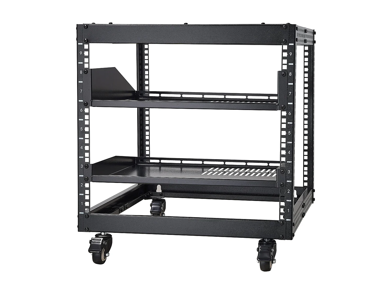 Rack de Serveur SucceBuy 9U Boîtier Réseau à Cadre Ouvert à 4 Montants 58cm-102cm Réglable