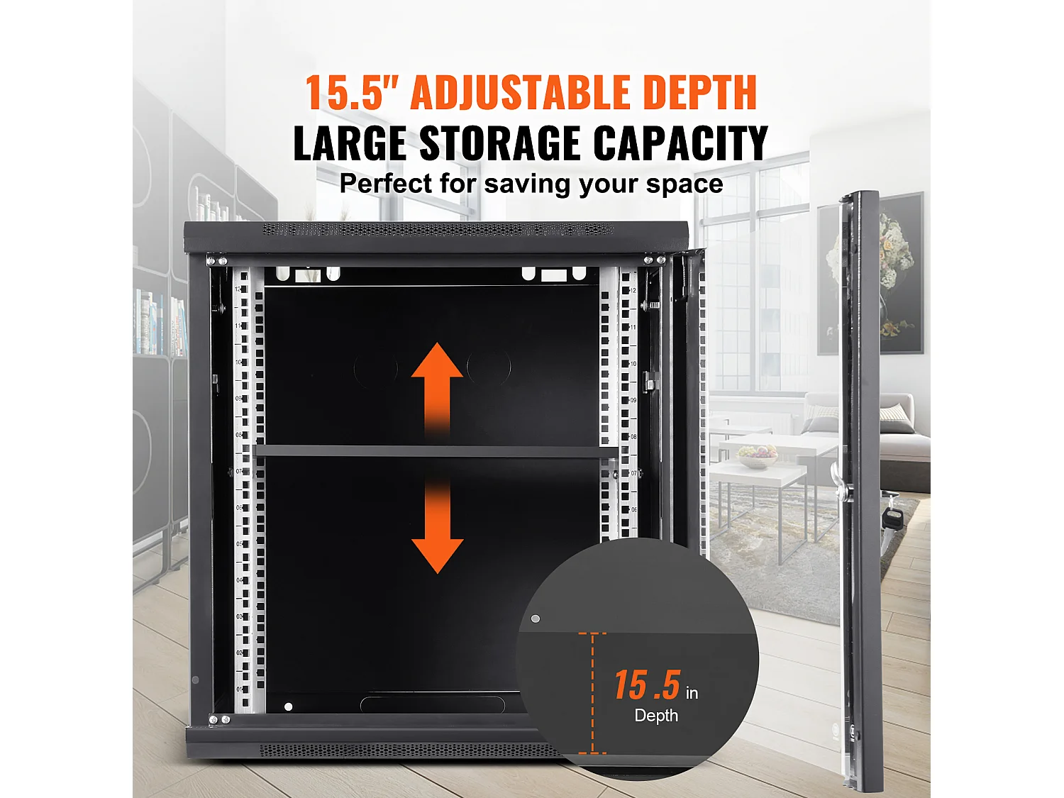 Armoire de Serveur Réseau SucceBuy à Montage Mural 9U, 39cm de Profondeur, Charge Maximale de 200 Livres, Porte en Verre Verrouillable et Panneaux Latéraux