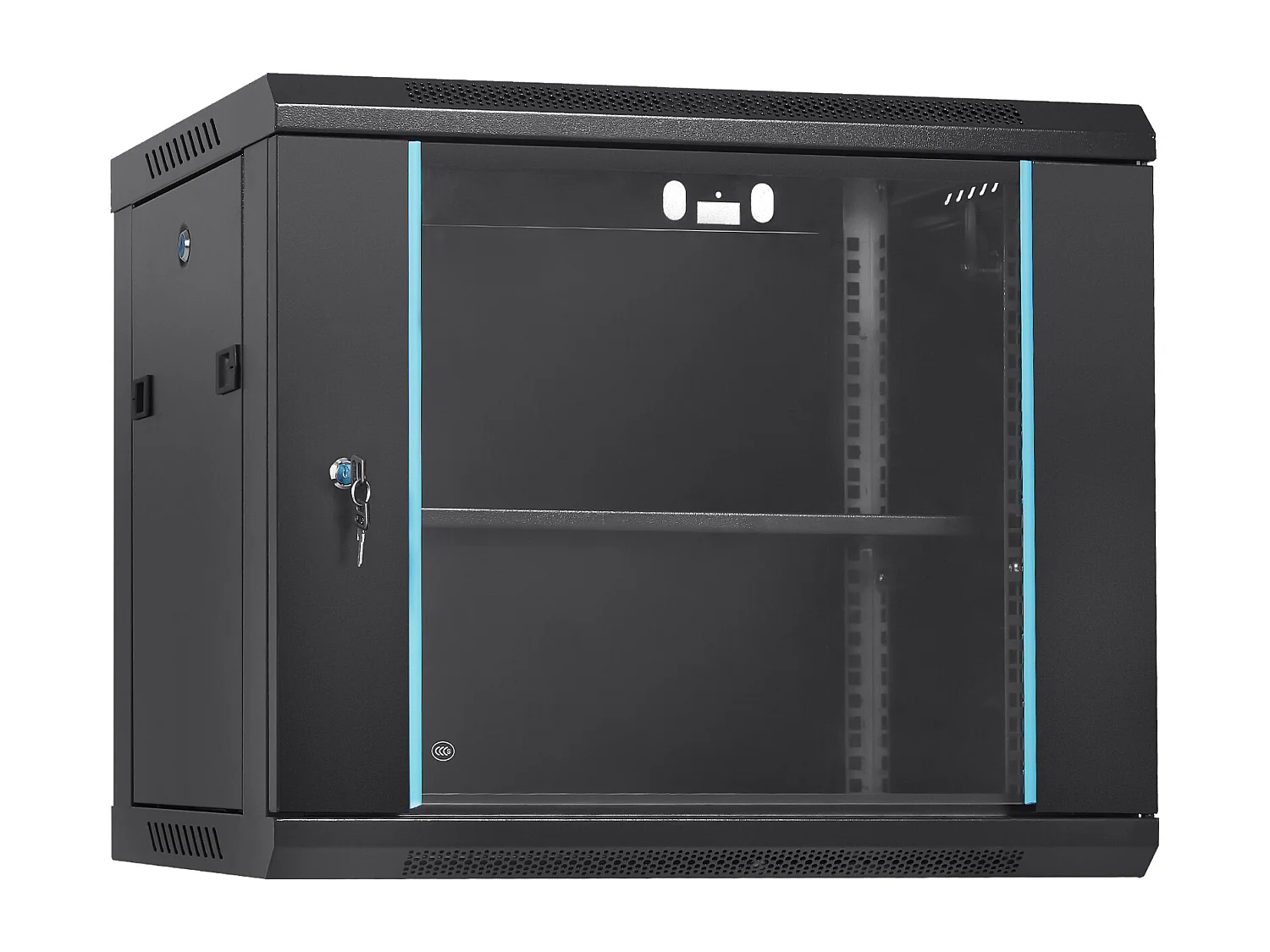 Armoire de Serveur Réseau SucceBuy à Montage Mural 9U, 39cm de Profondeur, Charge Maximale de 200 Livres, Porte en Verre Verrouillable et Panneaux Latéraux