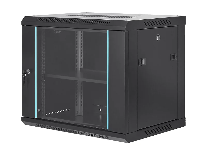 Netzwerk-Server-Schrank SucceBuy zur Wandmontage 9U, 39cm Tiefe, Maximale Belastung 200 Pfund, Verriegelbare Glasfront und Seitenteile