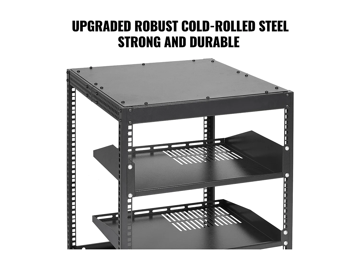 Rack de Serveur SucceBuy 12U 4 - Rack Serveur à Montants, 58cm - 102cm Réglable, Boîtier Réseau