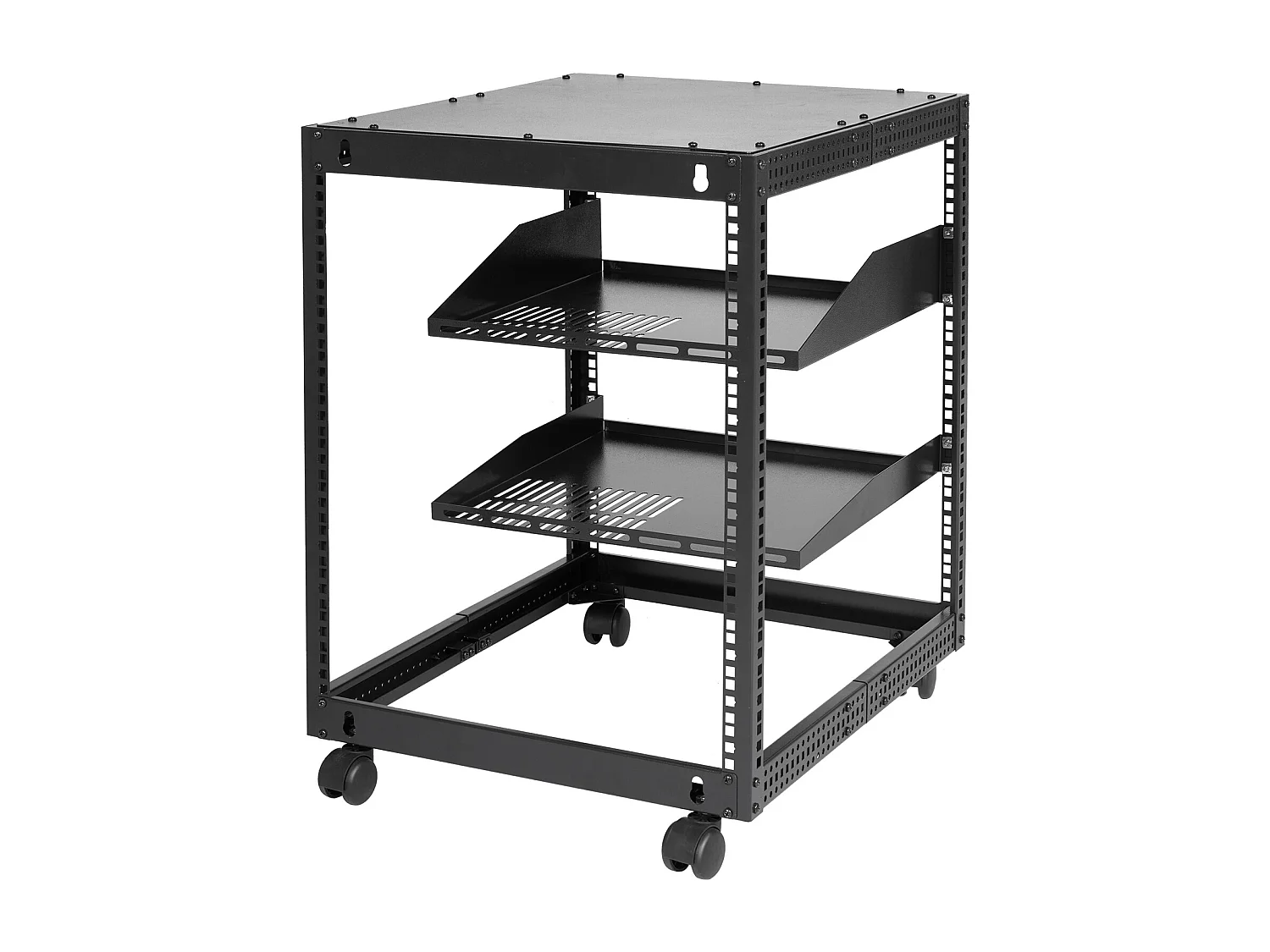 Rack de Serveur SucceBuy 12U 4 - Rack Serveur à Montants, 58cm - 102cm Réglable, Boîtier Réseau