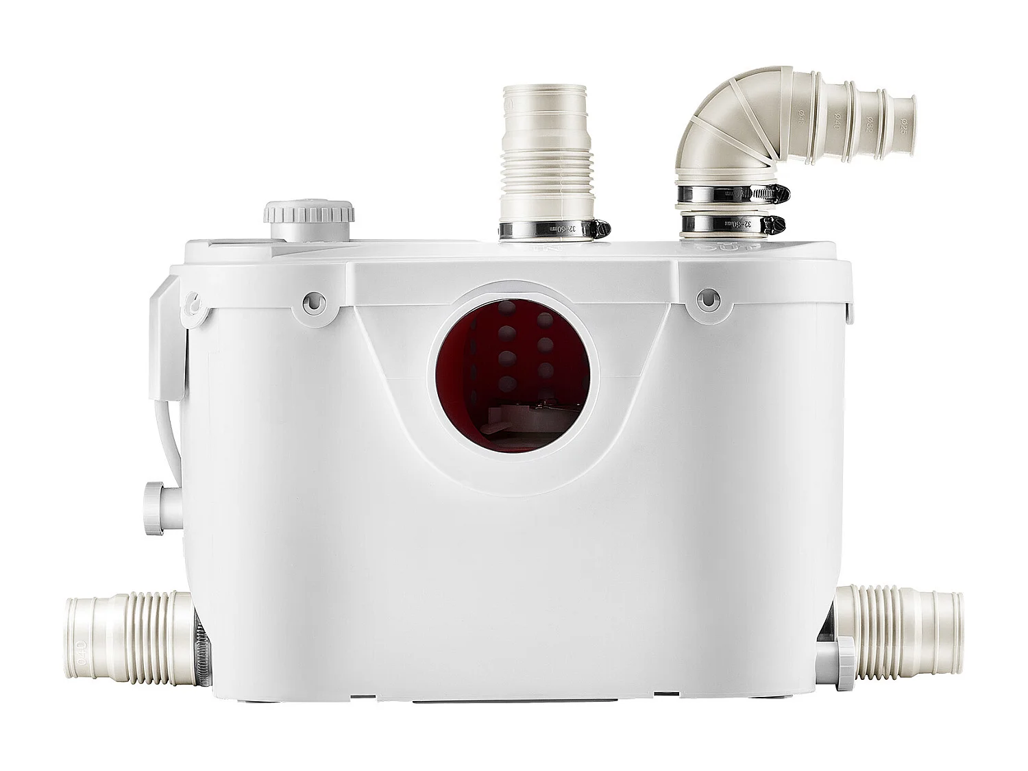 Maceratiepomp SucceBuy 500W Maceratiepomp met 4 Inlaten, Debiet 110L/min, tot 8 m Opvoerhoogte, Ideaal voor het Verwijderen van Afvalwater uit Toiletten, Kelders