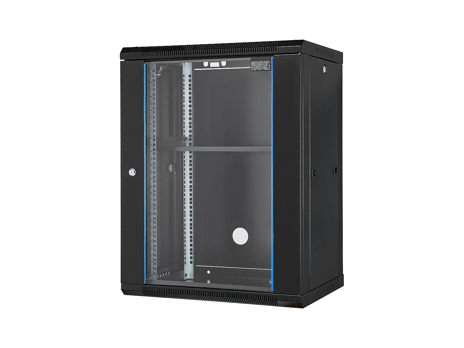 Rack de Serveur SucceBuy 15U Rack de Serveur Réseau à Montage Mural, Porte en Verre de 46cm, Boîtier d'Armoire, Verrouillable, Noir