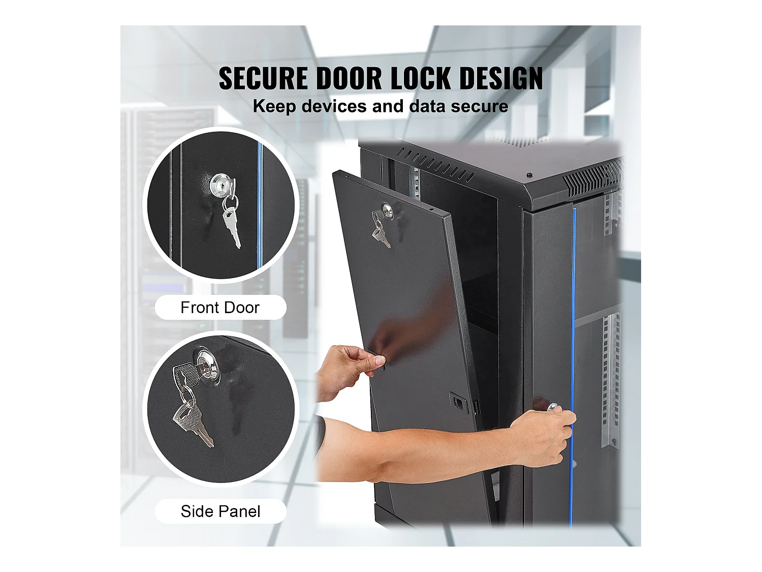 Rack de Serveur SucceBuy 15U Rack de Serveur Réseau à Montage Mural, Porte en Verre de 46cm, Boîtier d'Armoire, Verrouillable, Noir