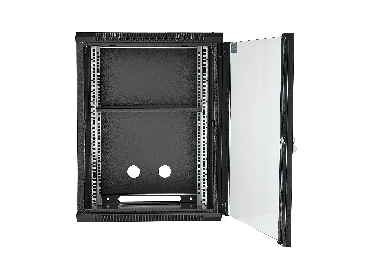 Rack de Serveur SucceBuy 15U Rack de Serveur Réseau à Montage Mural, Porte en Verre de 46cm, Boîtier d'Armoire, Verrouillable, Noir