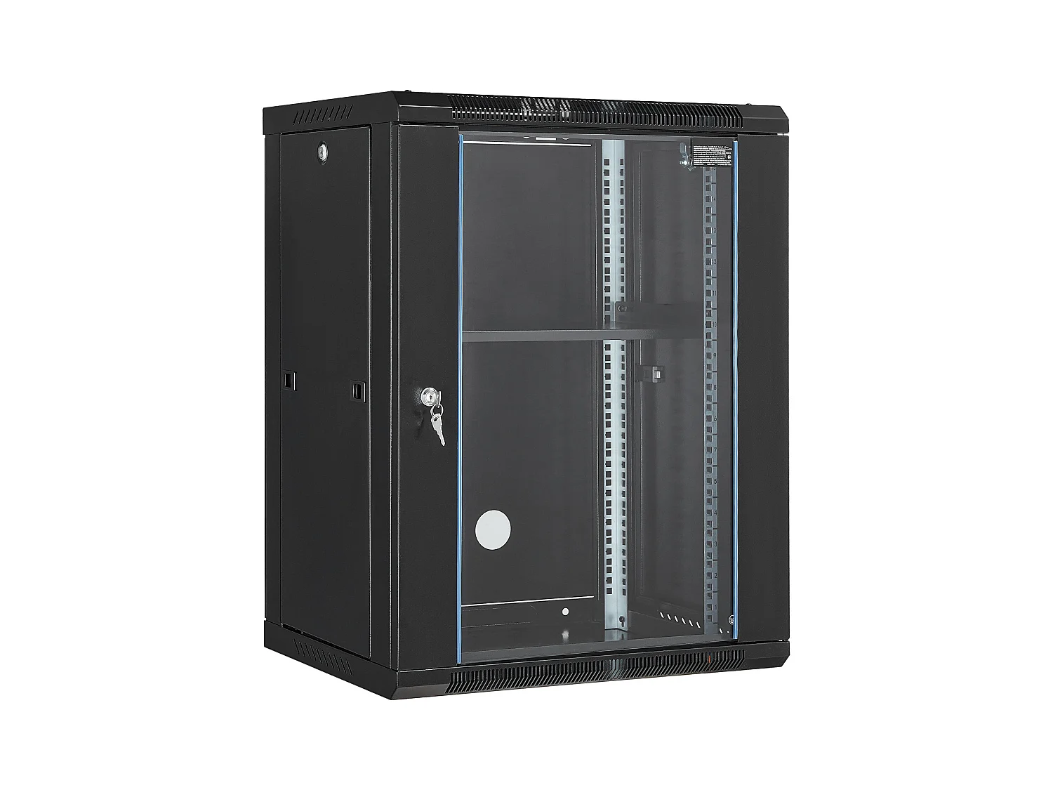 Rack de Serveur SucceBuy 15U Rack de Serveur Réseau à Montage Mural, Porte en Verre de 46cm, Boîtier d'Armoire, Verrouillable, Noir