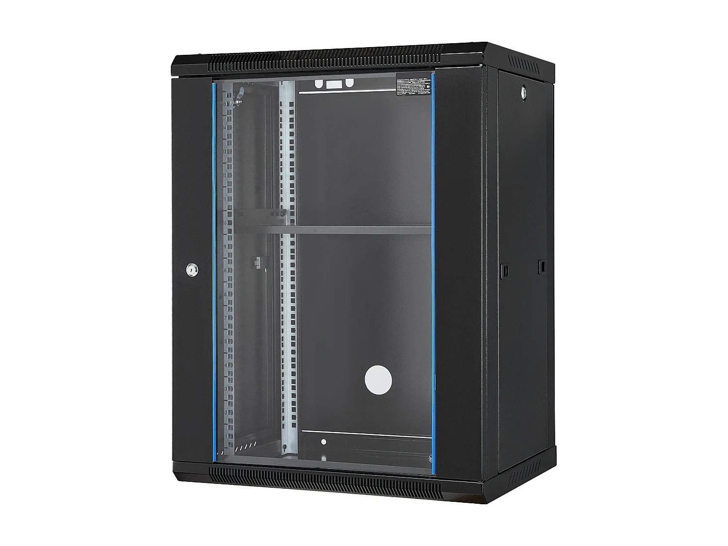 Rack de Serveur SucceBuy 15U Rack de Serveur Réseau à Montage Mural, Porte en Verre de 46cm, Boîtier d'Armoire, Verrouillable, Noir