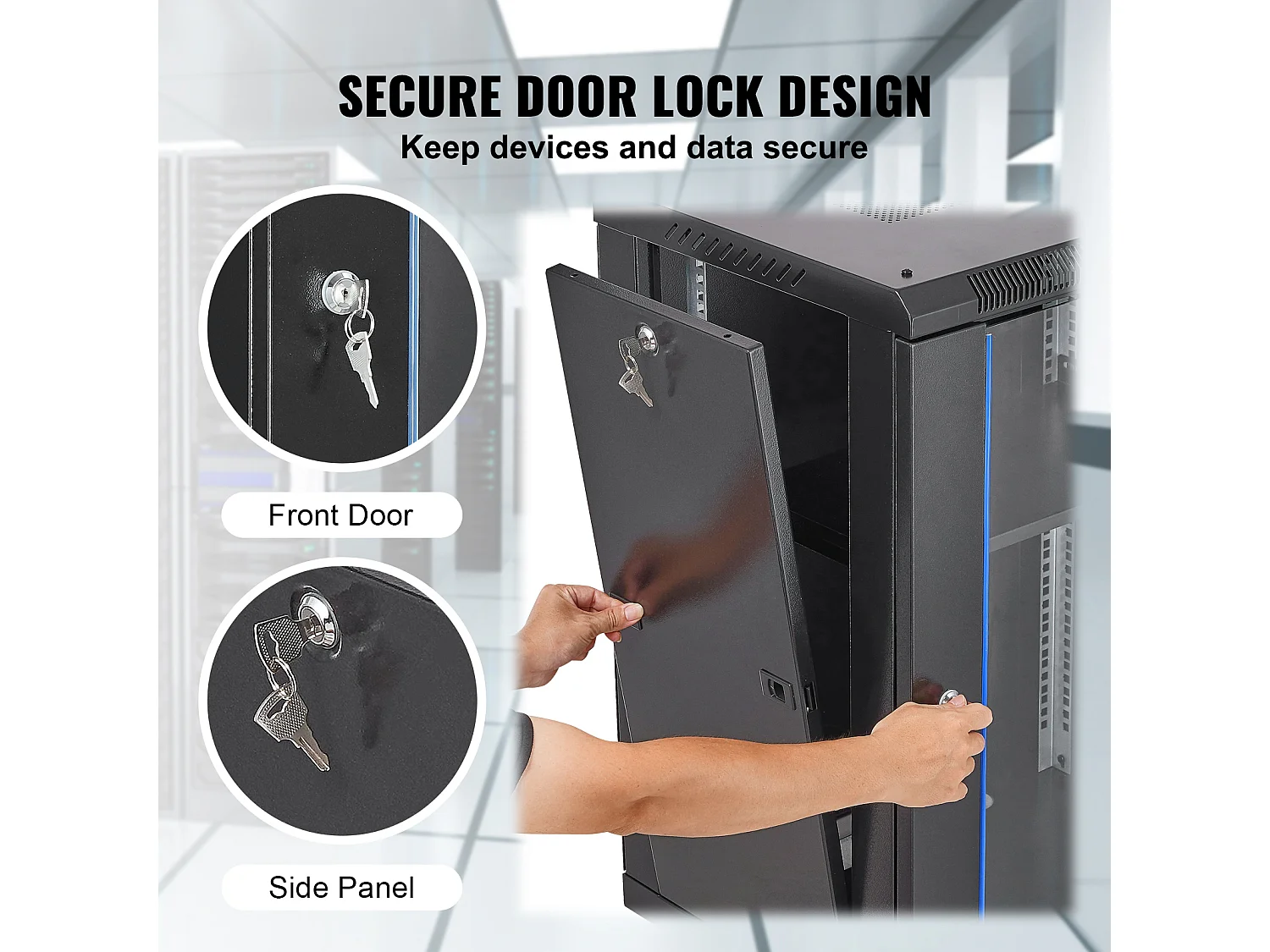 Rack de Serveur SucceBuy 15U Rack de Serveur Réseau à Montage Mural, Porte en Verre de 46cm, Boîtier d'Armoire, Verrouillable, Noir