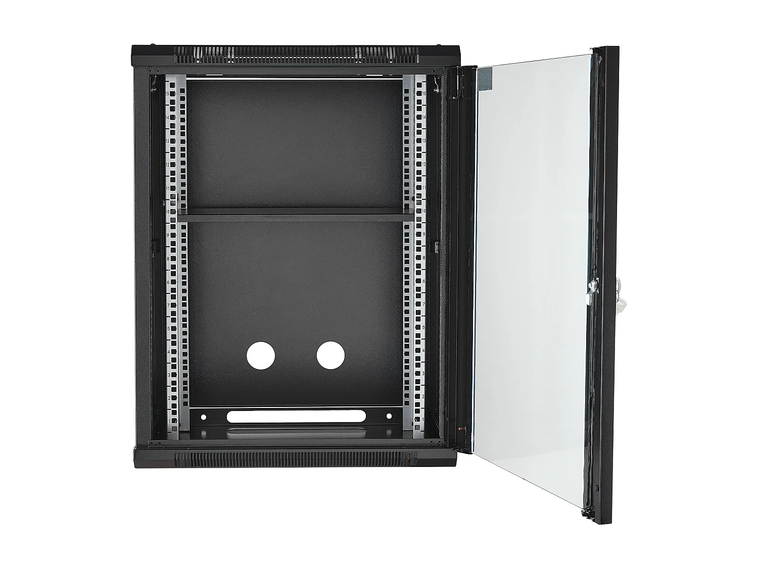 Rack de Serveur SucceBuy 15U Rack de Serveur Réseau à Montage Mural, Porte en Verre de 46cm, Boîtier d'Armoire, Verrouillable, Noir