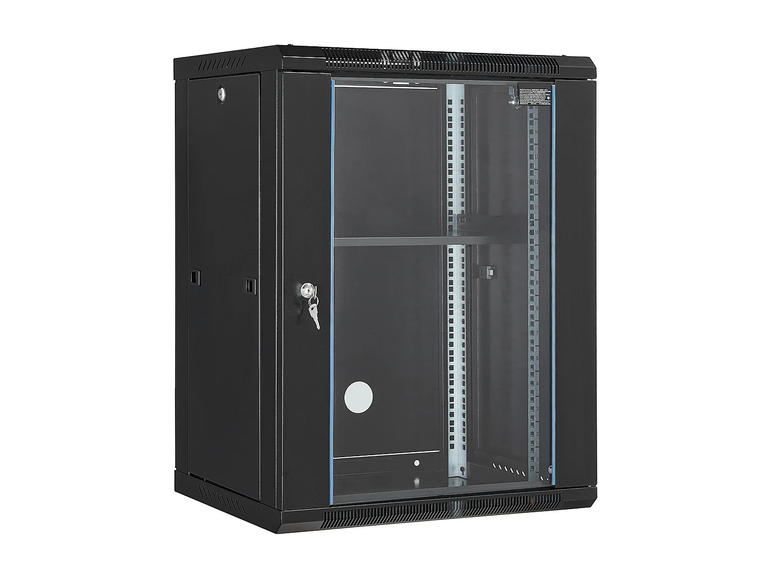 Rack de Serveur SucceBuy 15U Rack de Serveur Réseau à Montage Mural, Porte en Verre de 46cm, Boîtier d'Armoire, Verrouillable, Noir