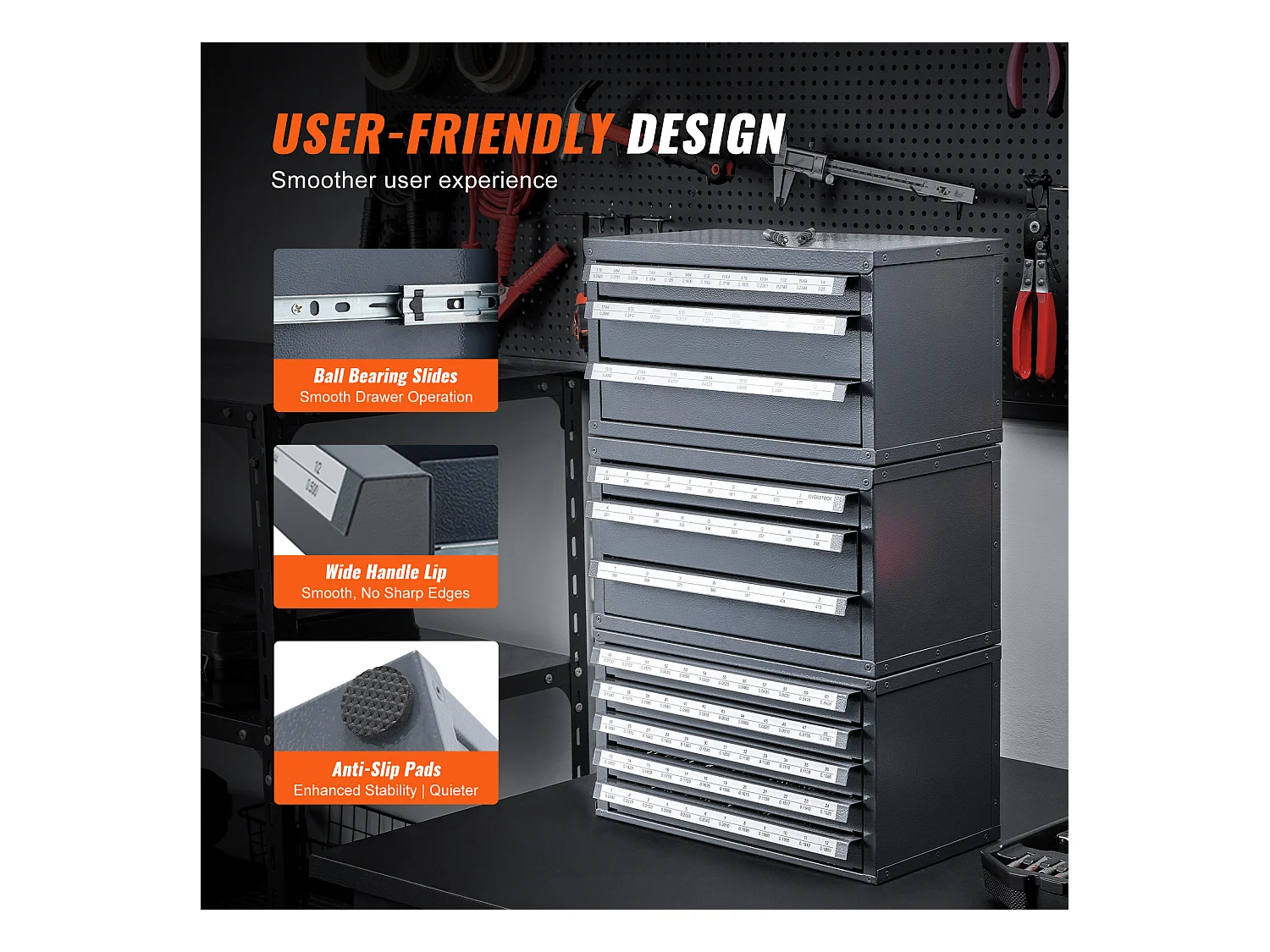 Organisateur de Distributeur SucceBuy de Forets, Armoire 3 Pièces, Trois Tiroirs et Cinq Tiroirs pour Calibre de Fil #1 à #60, Rangement Empliable