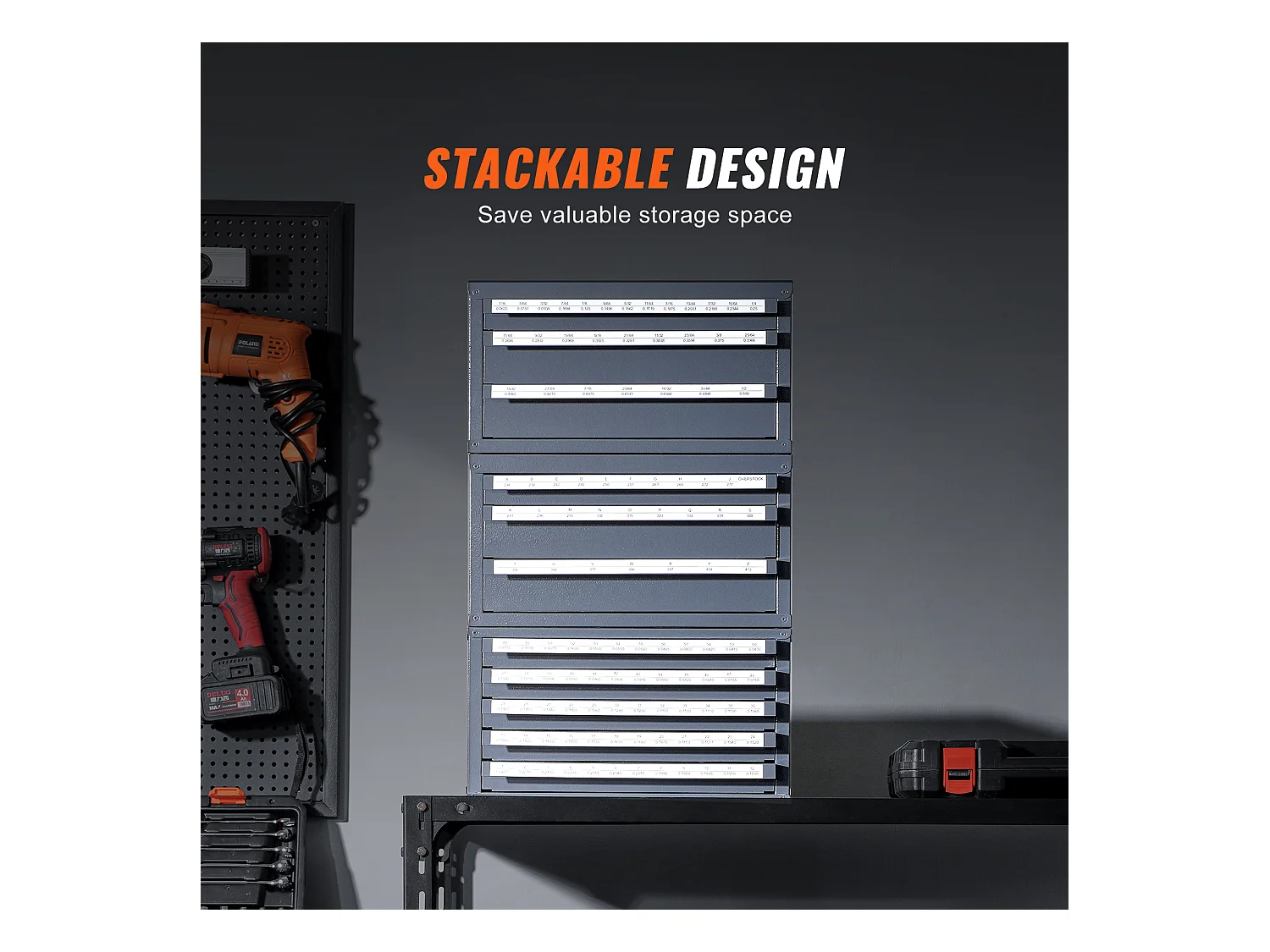 Organisateur de Distributeur SucceBuy de Forets, Armoire 3 Pièces, Trois Tiroirs et Cinq Tiroirs pour Calibre de Fil #1 à #60, Rangement Empliable