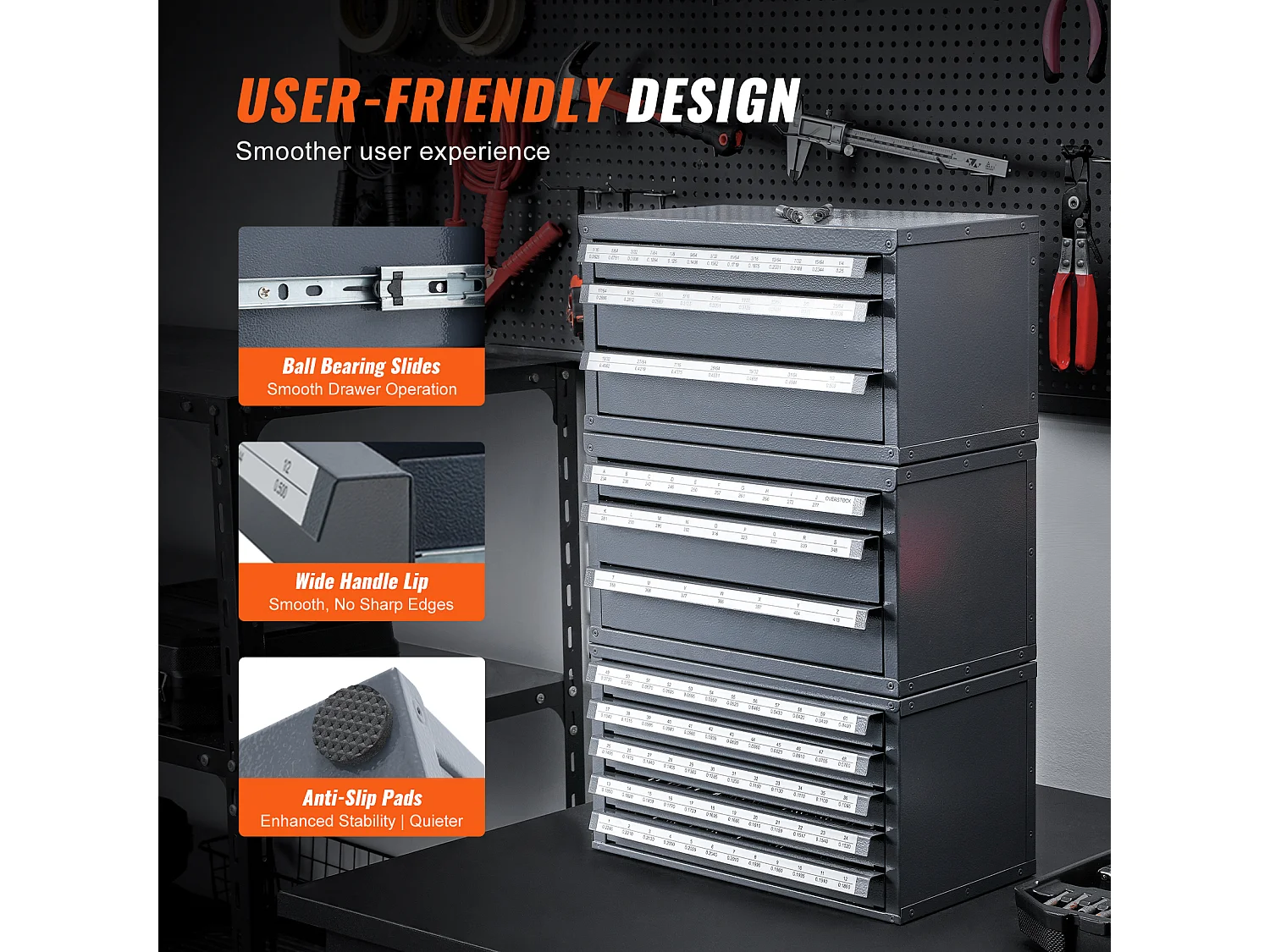 Organizzatore Distributore SucceBuy di Punte, Armadio 3 Pezzi, Tre Cassetti e Cinque Cassetti per Calibro Filo #1 a #60, Archivazione Impilable