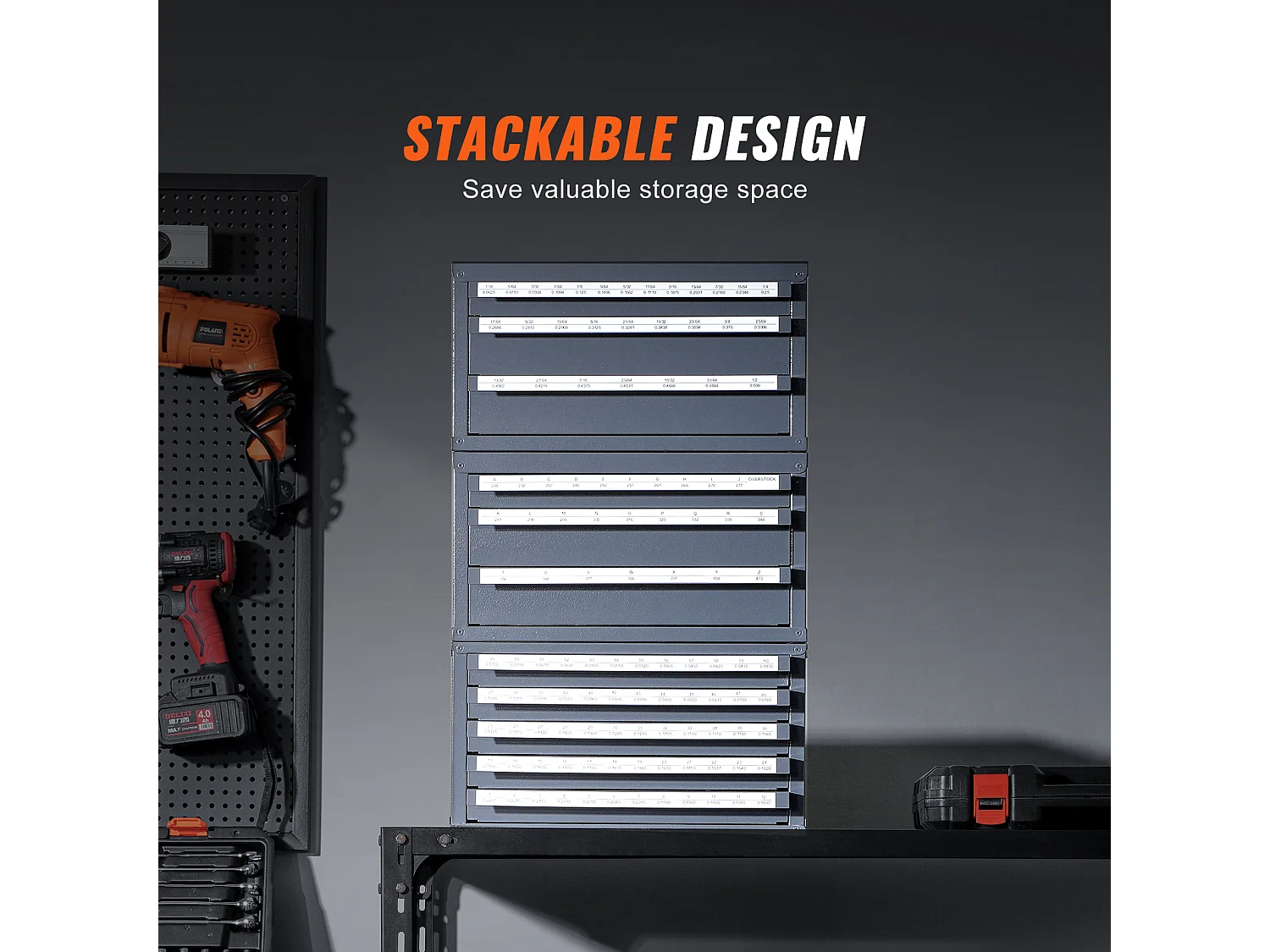 Organizzatore Distributore SucceBuy di Punte, Armadio 3 Pezzi, Tre Cassetti e Cinque Cassetti per Calibro Filo #1 a #60, Archivazione Impilable